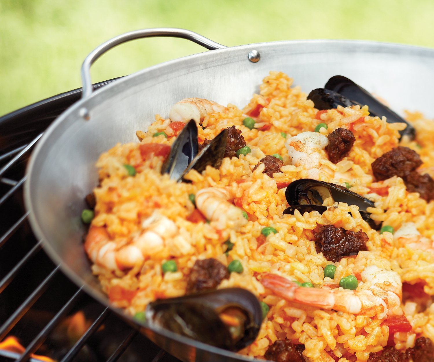 Outset Grill Paella Pan, Stainless Steel Bbq Pan With Handles