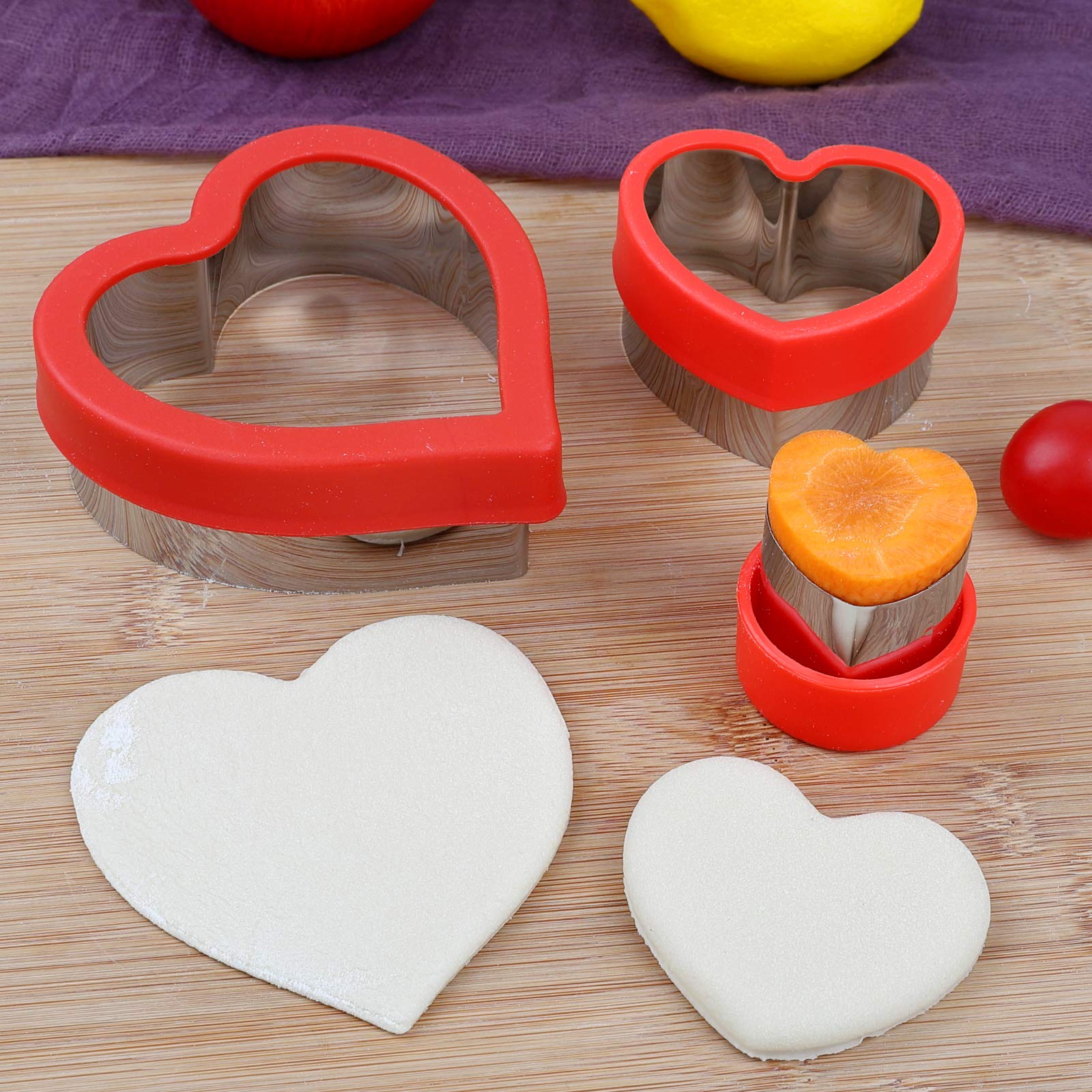 Love Heart Shape Cookie Cutters, Baking Vegetable Shape Cutters, Mini & Medium & Large Cookie Cutters,The Valentines Day Cookie