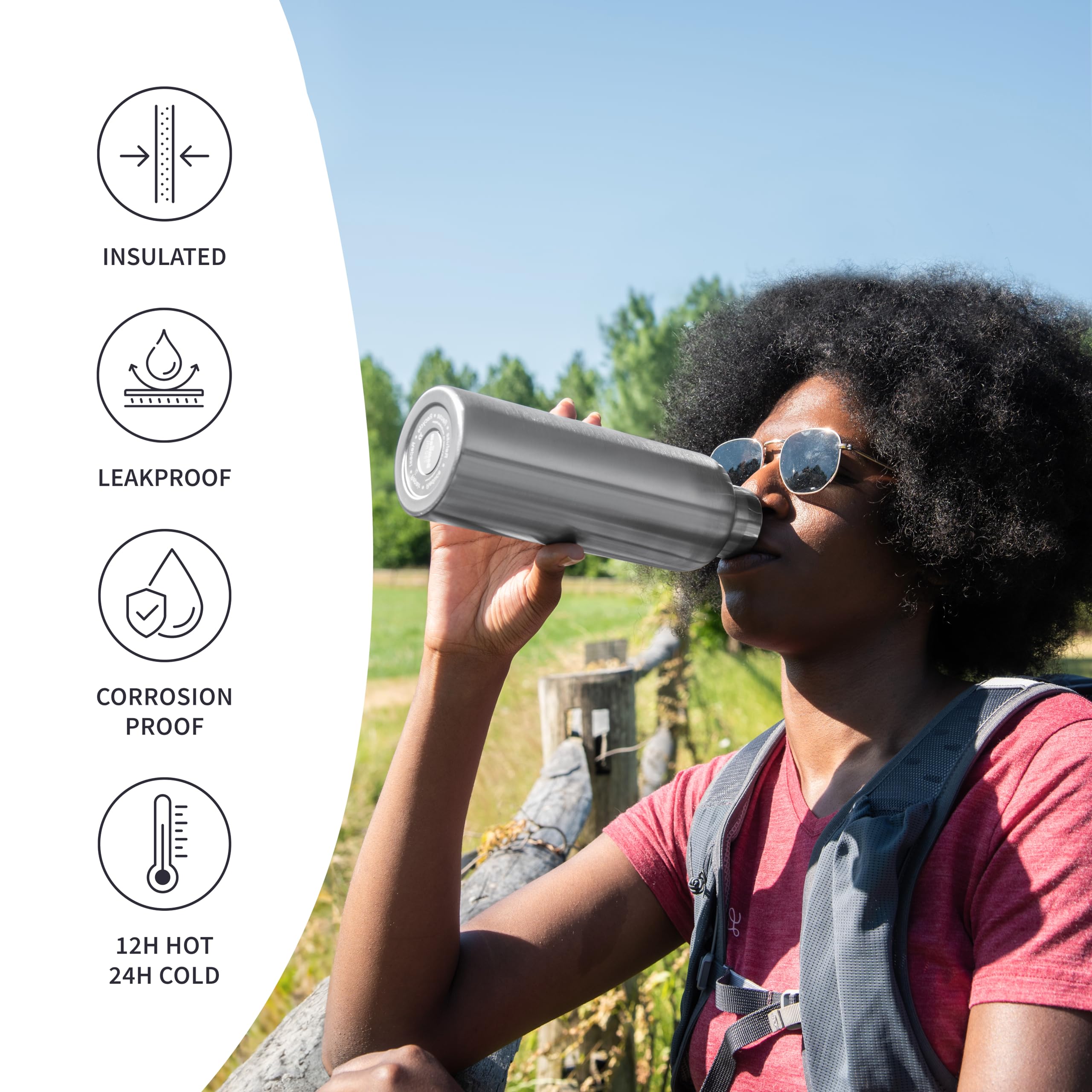 Bambaw Insulated Water Bottle 24Oz | Stainless Steel Water Bottle | Insulated Water Bottles | Travel Water Bottle | Metal Water