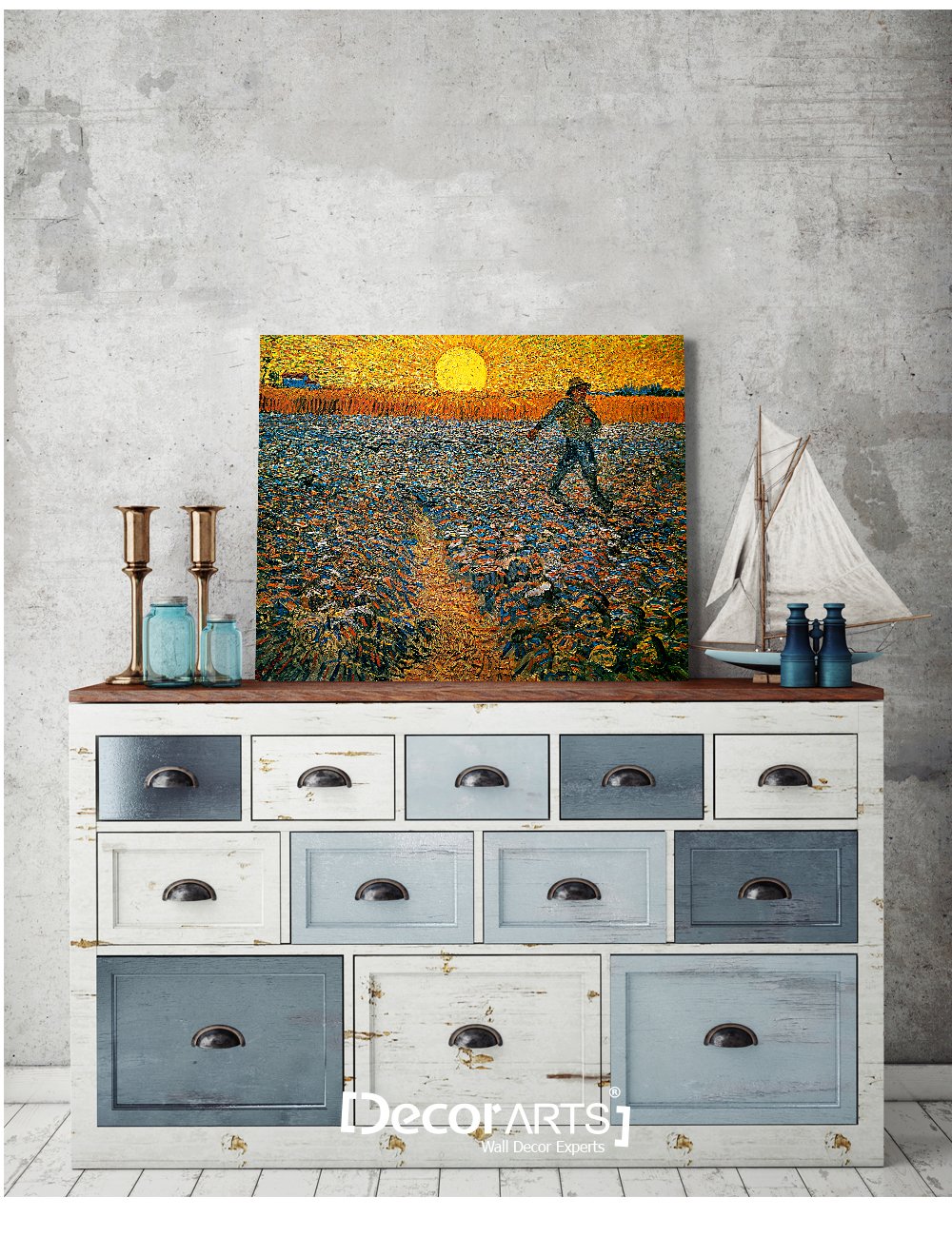 Decorarts - The Sower, Vincent Van Gogh Art Reproduction. Giclee Canvas Prints Wall Art For Home Decor 20X16, Depth 1.5