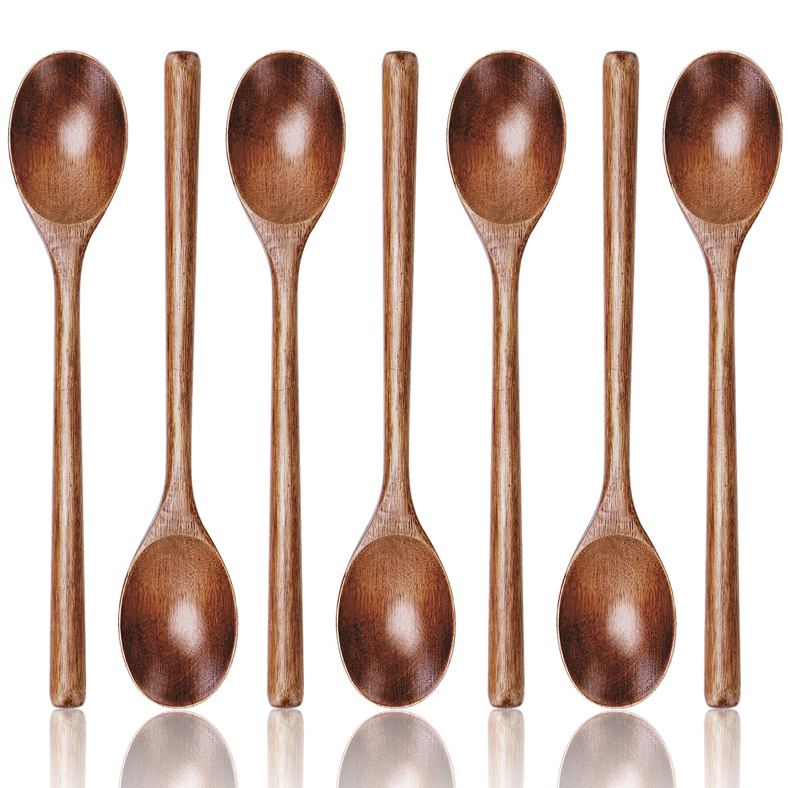 Hefild 7Pcs Wooden Spoons For Cooking, 9.3Inch Large Wooden Ladles For Eating Pasta Mixing Stirring Tasting Baking, Extra Long H