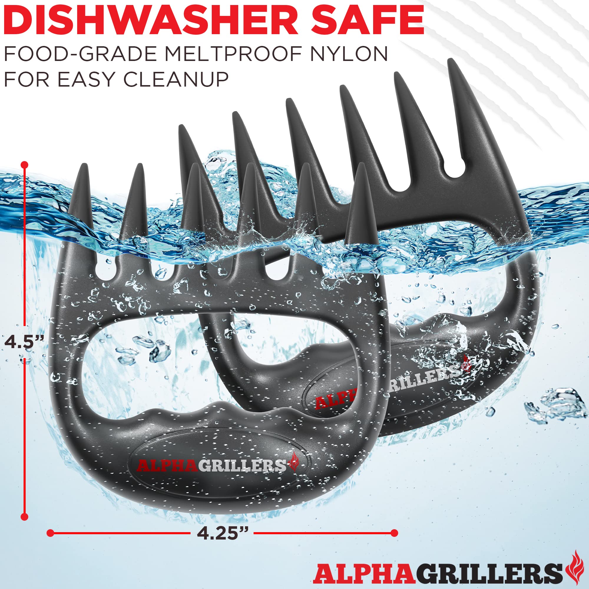 Alpha Grillers Meat Shredder Claws - Black Nylon BBQ Accessories for Cooking & Shredding - Ideal Gifts for Men, Dad, Husband, Boyfriend