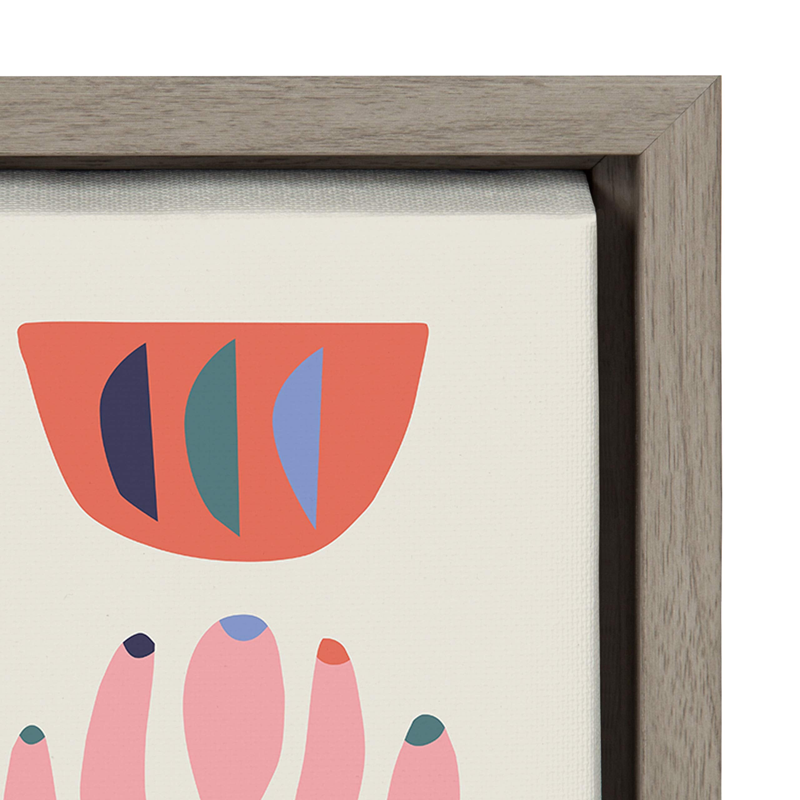 Kate And Laurel Sylvie Mid Century Succulents Framed Canvas Wall Art By Rachel Lee, 18X24 Gray, Abstract Wall Decor