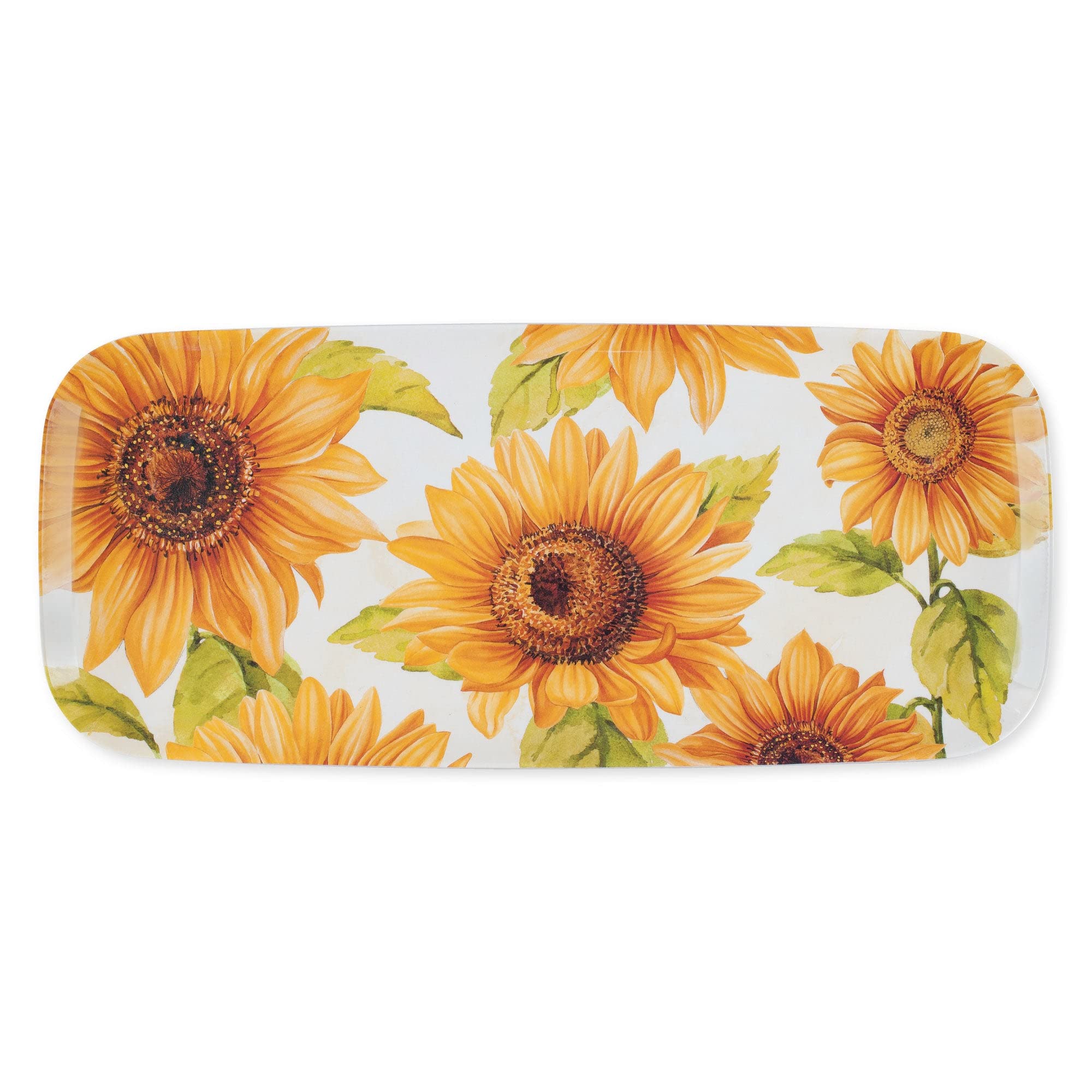 Upware 15 Inch Melamine Rectangle Serving Tray, Bpa Free Food Tray (Sunflower)