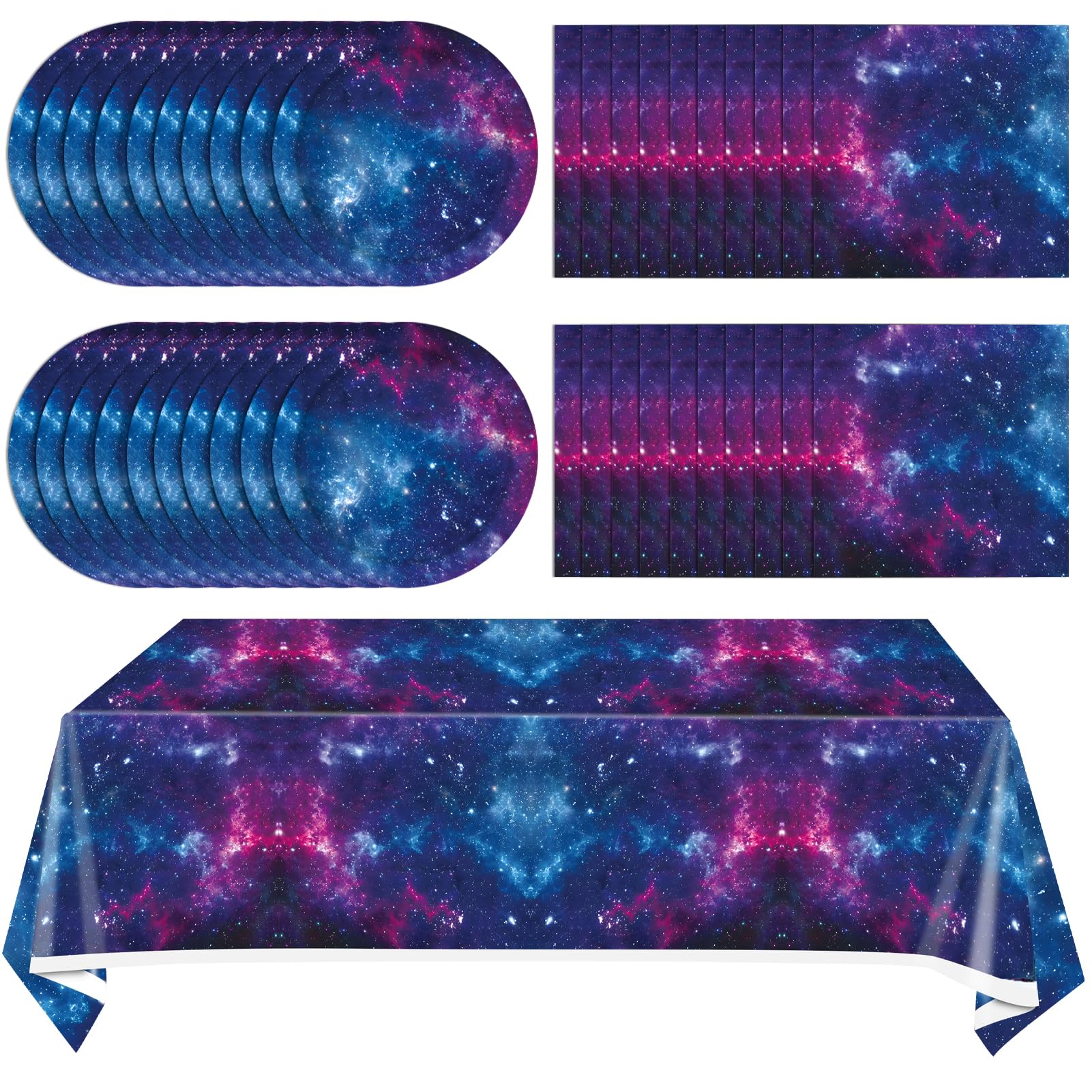 41Pcs Starry Galaxy Party Supplies Night Sky Party Tableware Set Outer Space Theme Birthday Star Party Table Decorations For Boy