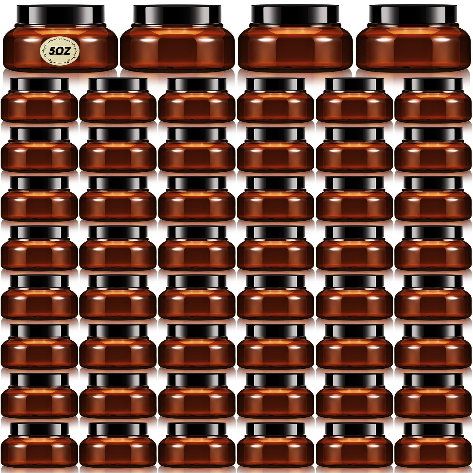 Tessco 48 Pcs Plastic Jars With Lids Labels Plastic Body Scrub Jars Containers Round Refillable Cosmetic Containers Empty Butter