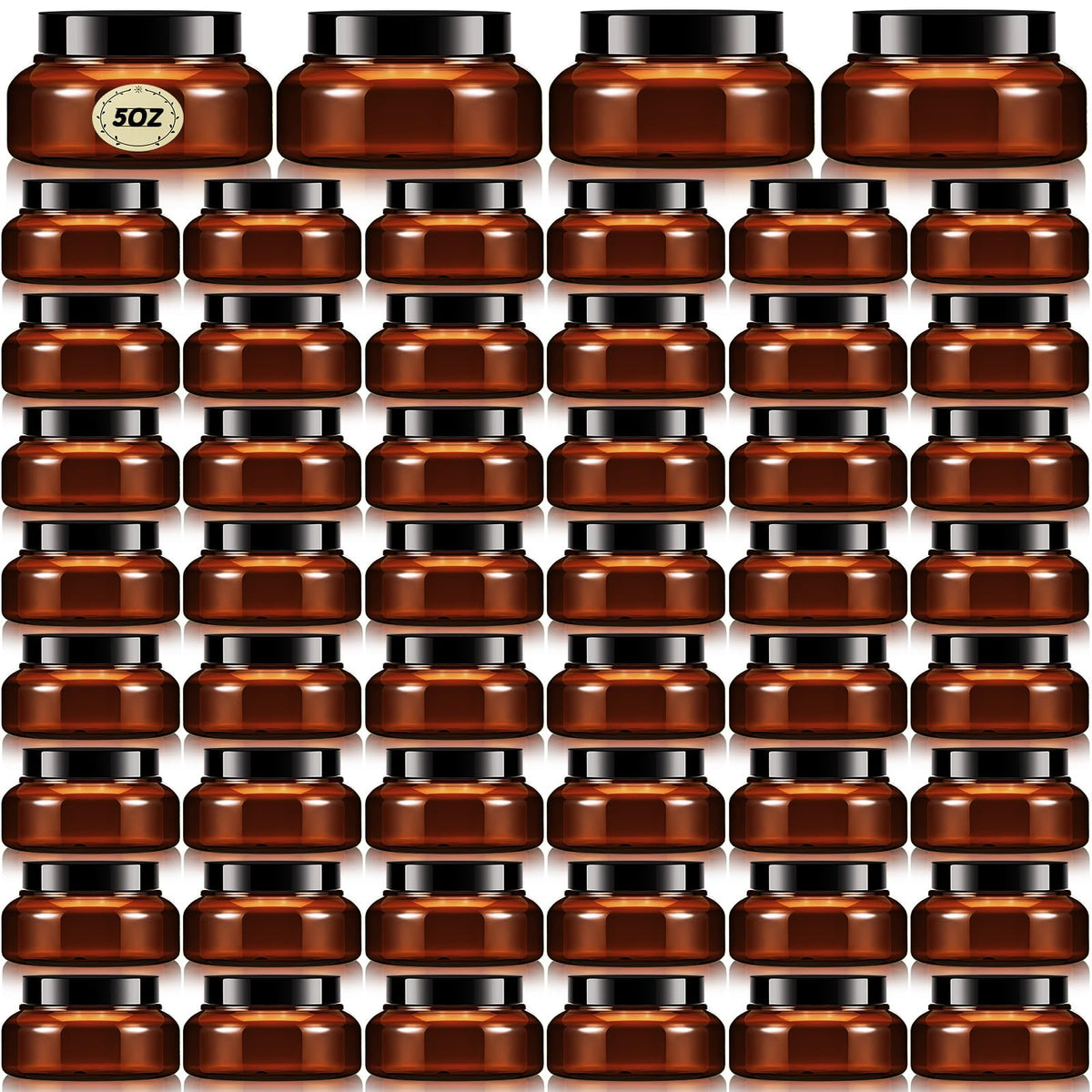 Tessco 48 Pcs Plastic Jars With Lids Labels Plastic Body Scrub Jars Containers Round Refillable Cosmetic Containers Empty Butter