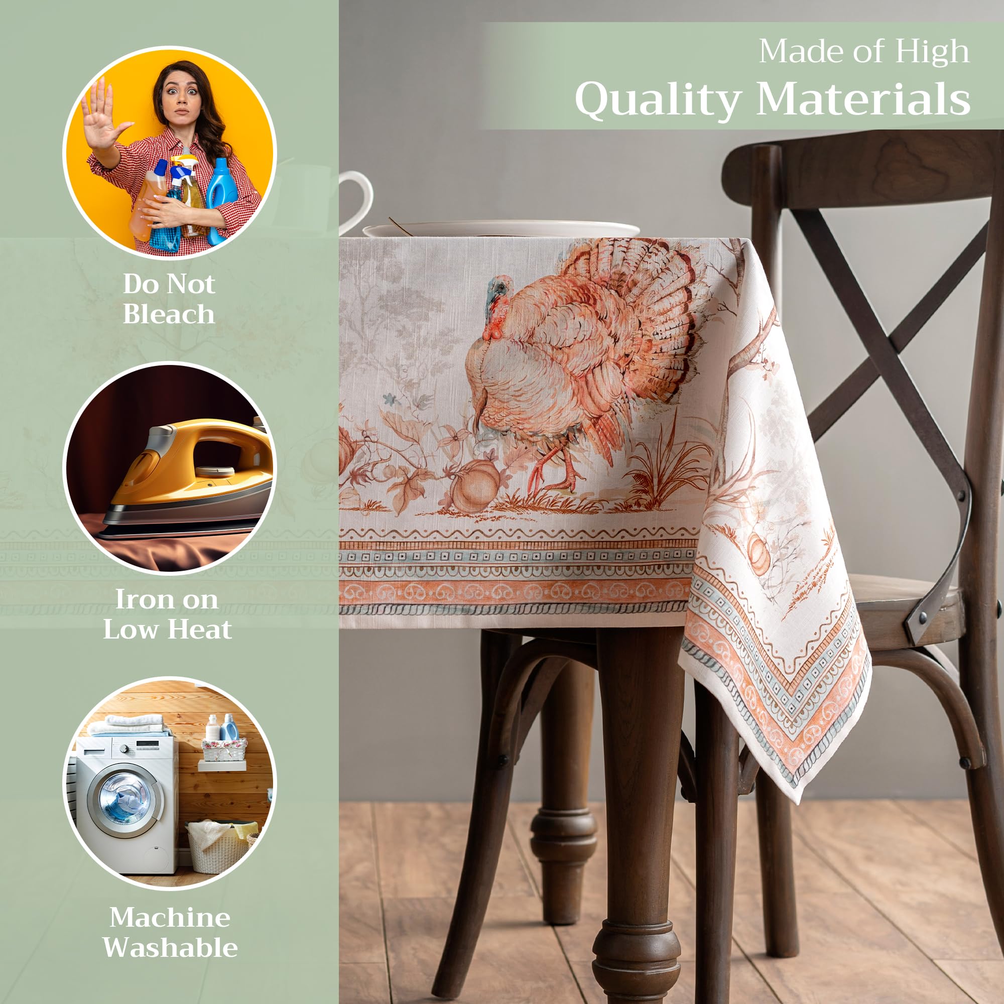 Maison D' Hermine 100% Cotton Table Cover - 70''X120'' Rectangle Decorative Tablecloth - Washable Tablecloths For Dining, Home &