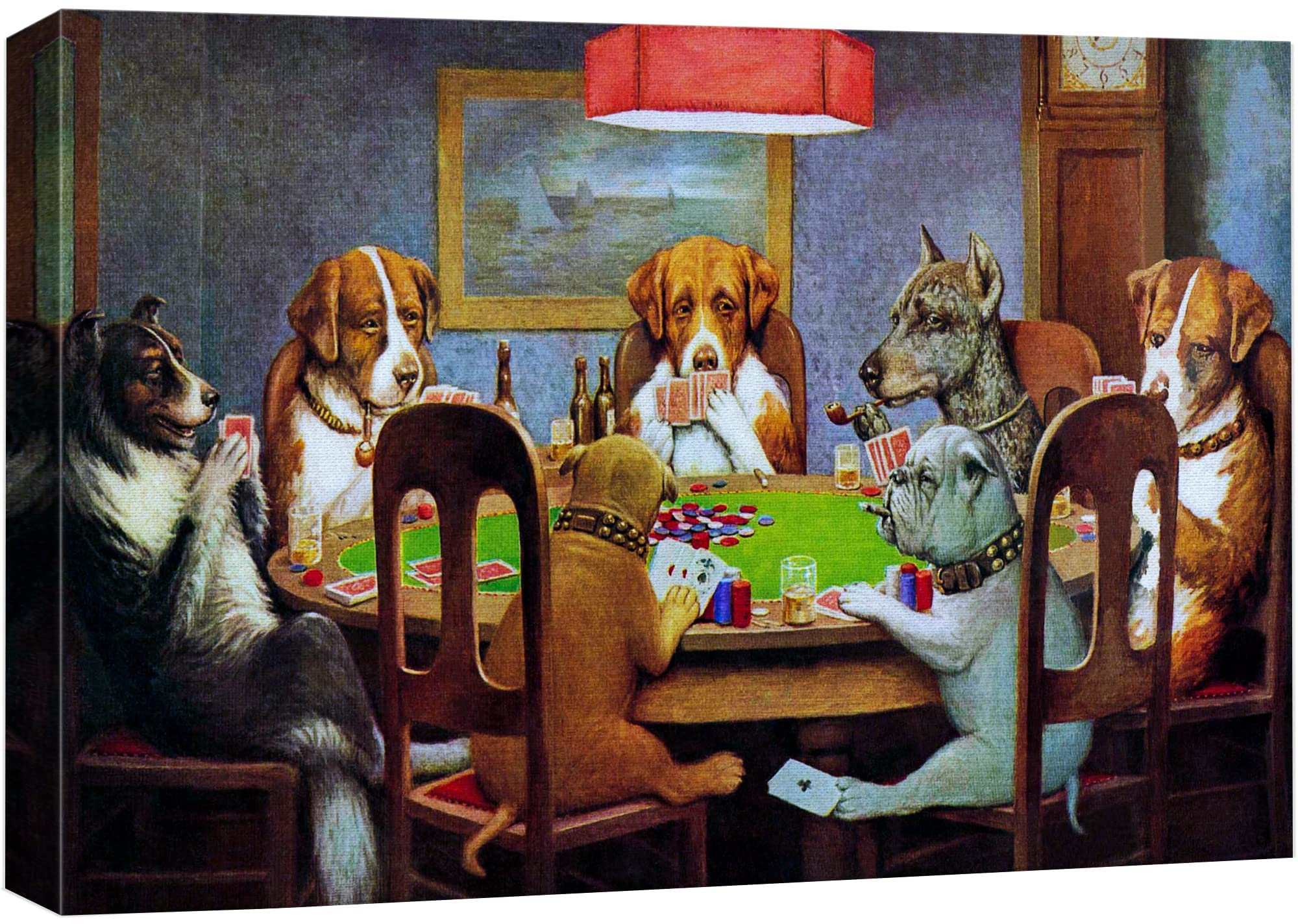 Wall26 Pokers Dogs (Or Dogs Playing Cards) By C. M. Coolidge - Canvas Print Wall Art Famous Painting Reproduction - 24'' X 36''