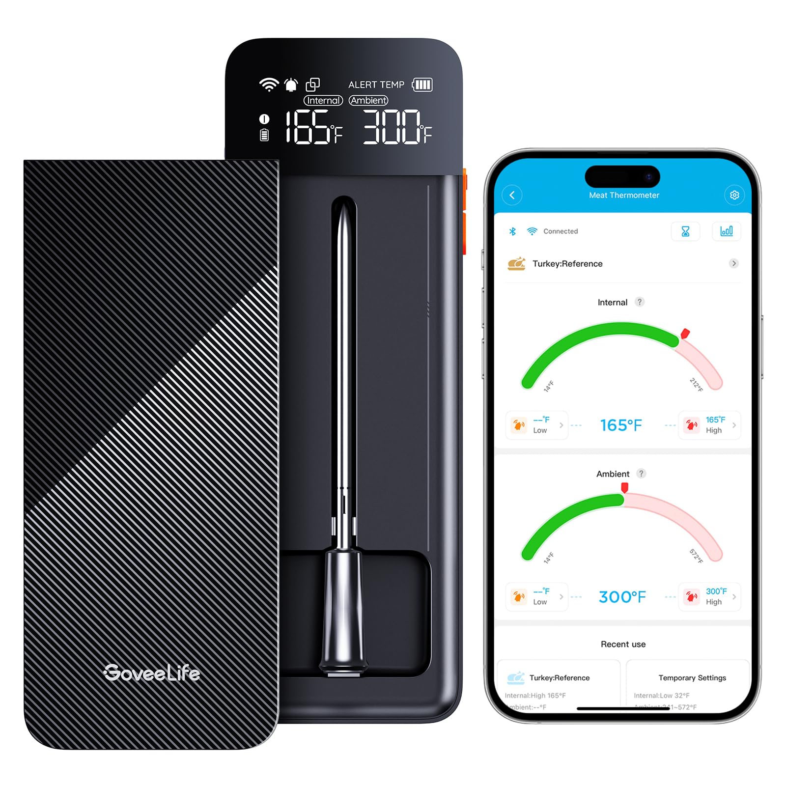 GoveeLife Digital Meat Thermometer Wireless with WiFi Bluetooth, Food Thermometer for Cooking, Long Range Probe Monitoring, Rech