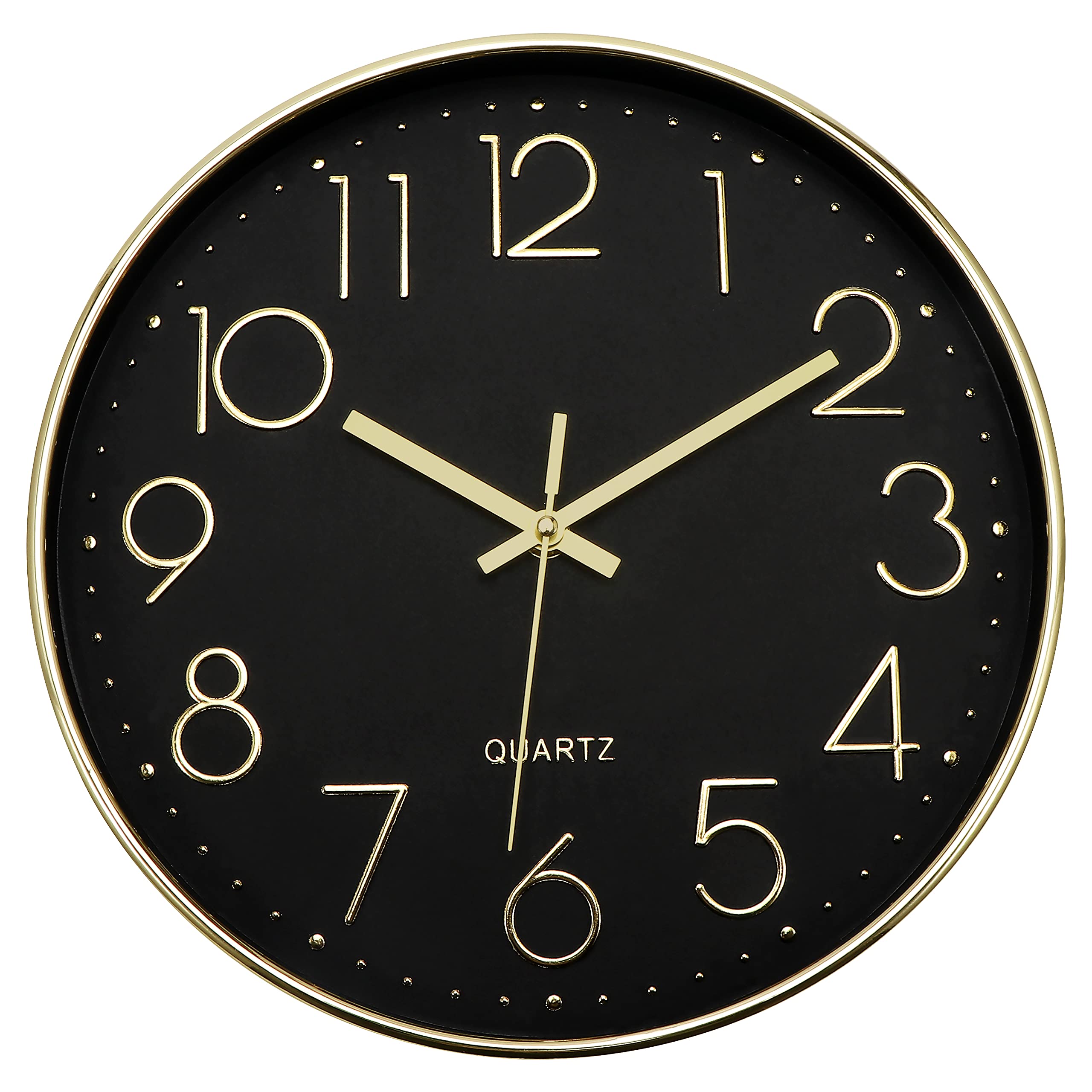 Lumuasky Modern Wall Clock, Silent Non-Ticking Battery Operated Decorative Clock For Living Room Bedrooms Office Kitchen (Black 