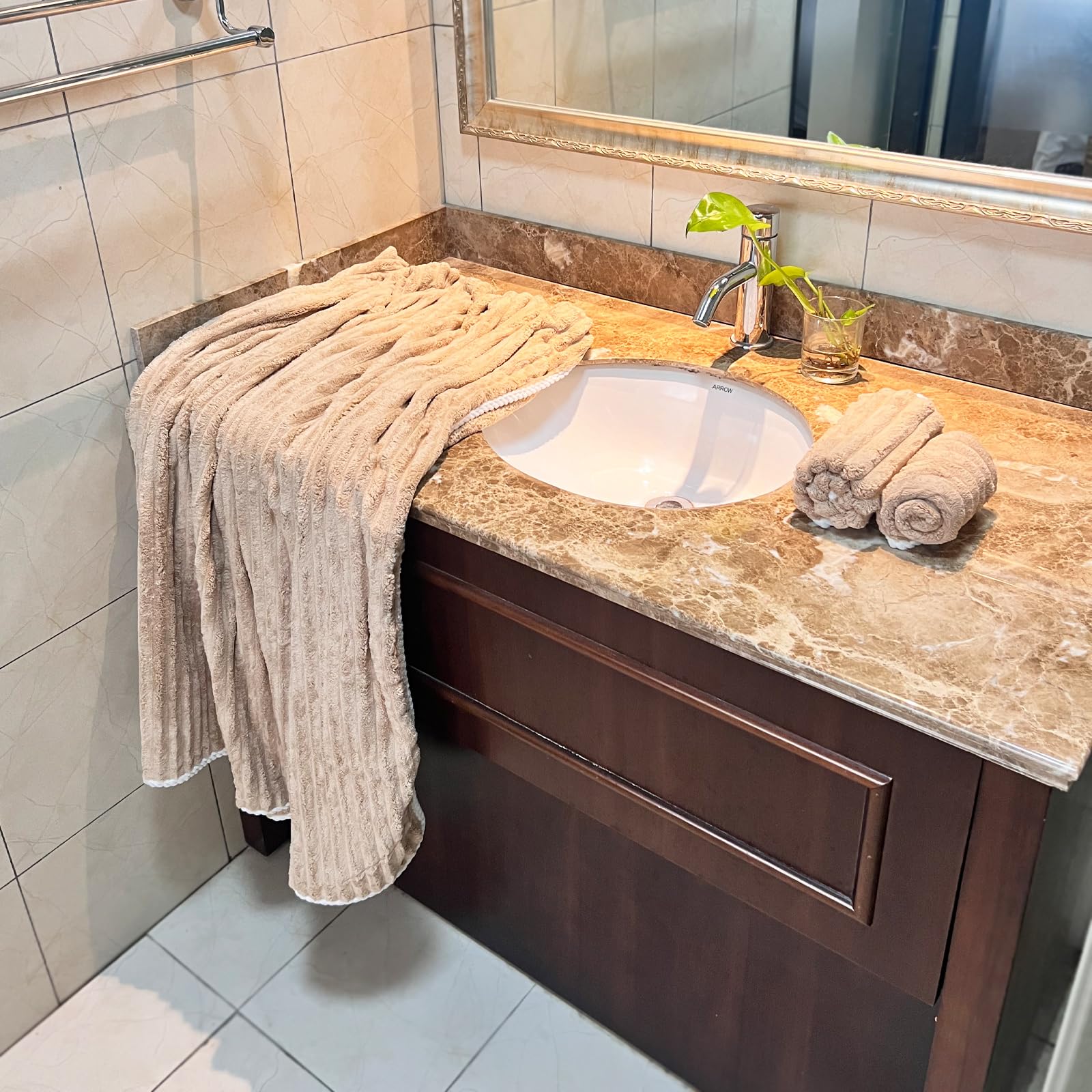 Ytyc 39X78 Inches Oversized Bath Sheets Towels Set Large Towels For Bathroom Luxry Plush Super Soft Absorbent Stripe Hanging Loo