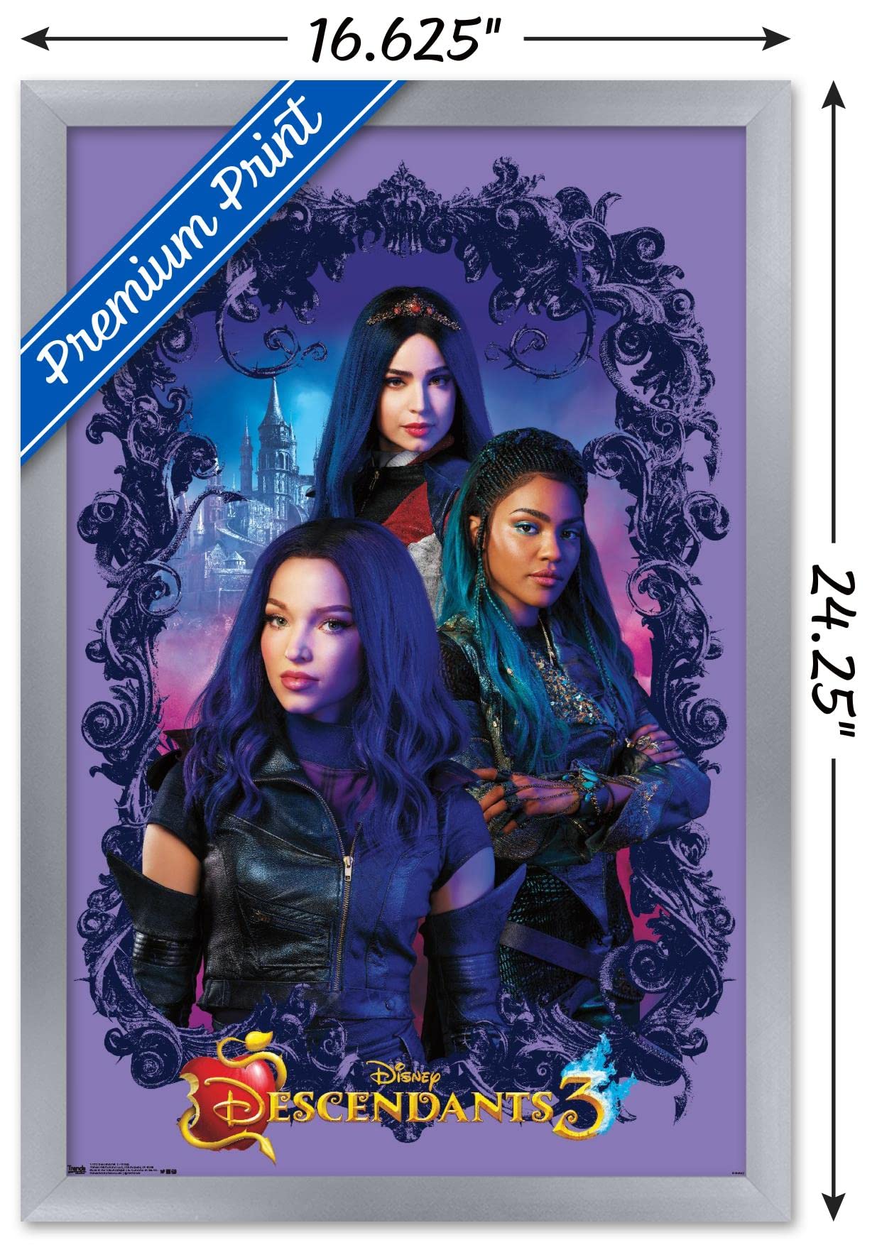 Trends International Disney Descendants 3 - Group Wall Poster, 14.725'' X 22.375'', Silver Framed Version
