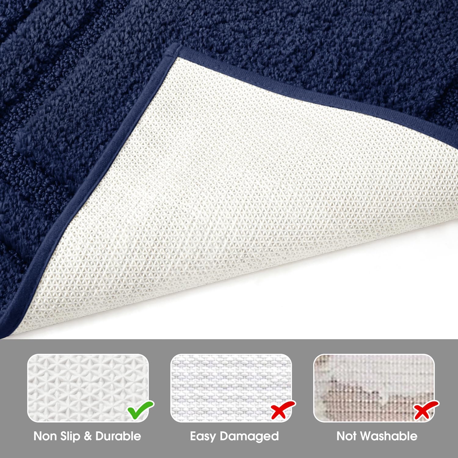 Homeideas Bathroom Rugs Sets 2 Piece, Super Soft And Absorbent Non Slip Microfiber Machine Washable Bath Mat Set (20'' X 32'' +