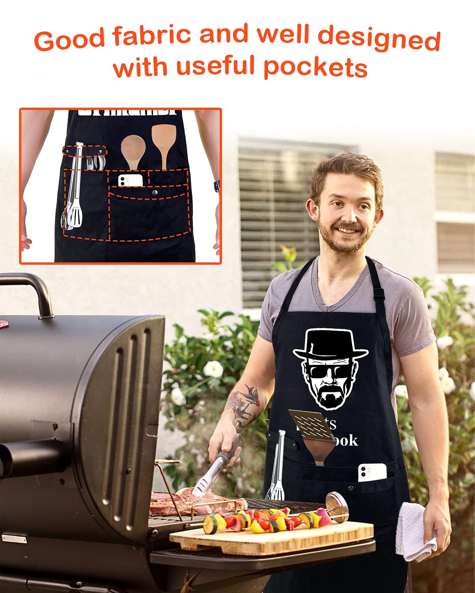 Funny Cooking Chef Apron For Men With Pockets Bbq Kitchen Work Aprons Birthday Father'S Day Creative Gifts For Dad