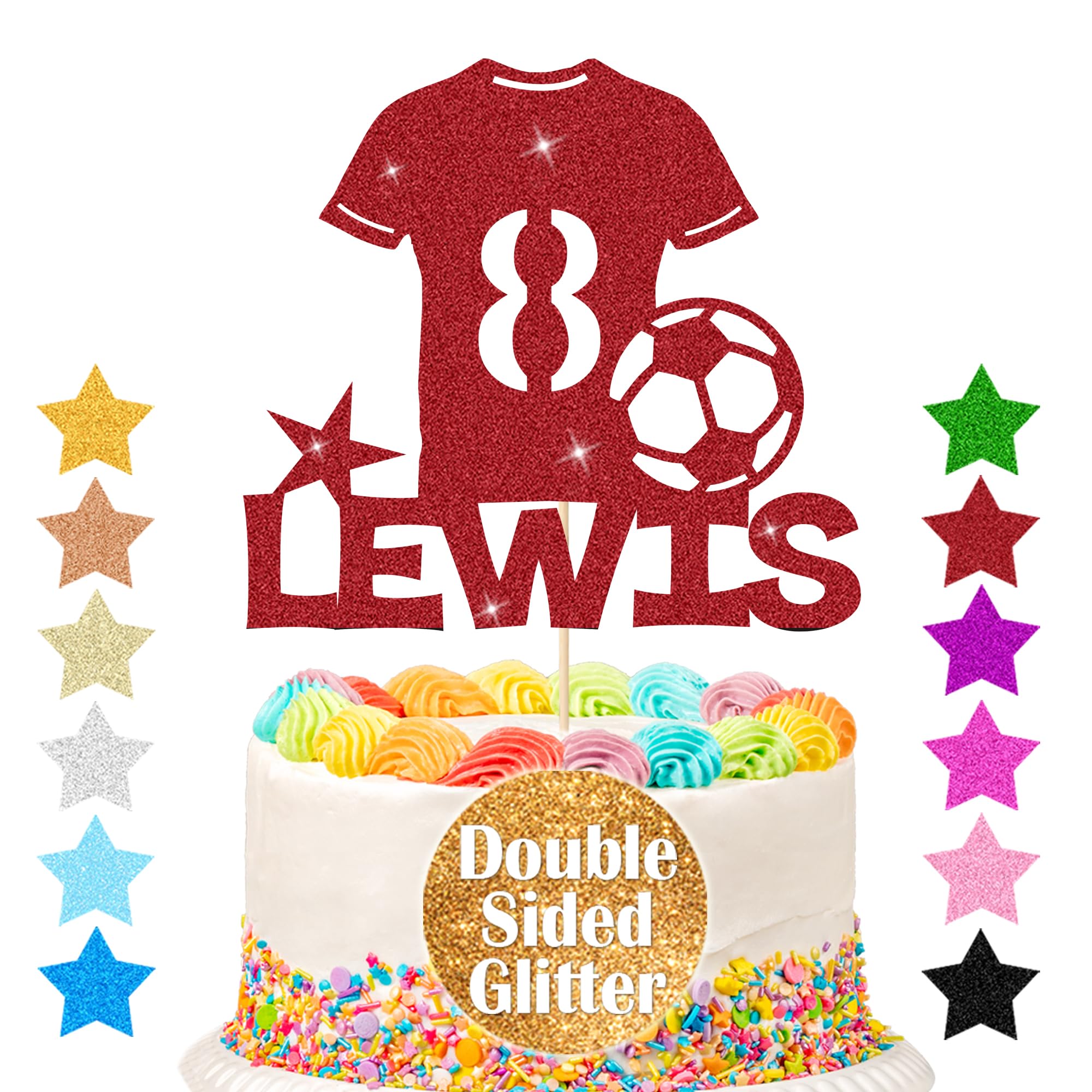 Personalized Cake Topper Happy Birthday Soccer Cake Toppers Gifts For Women Men With Any Name & Number For Kids Boys Husband Boy