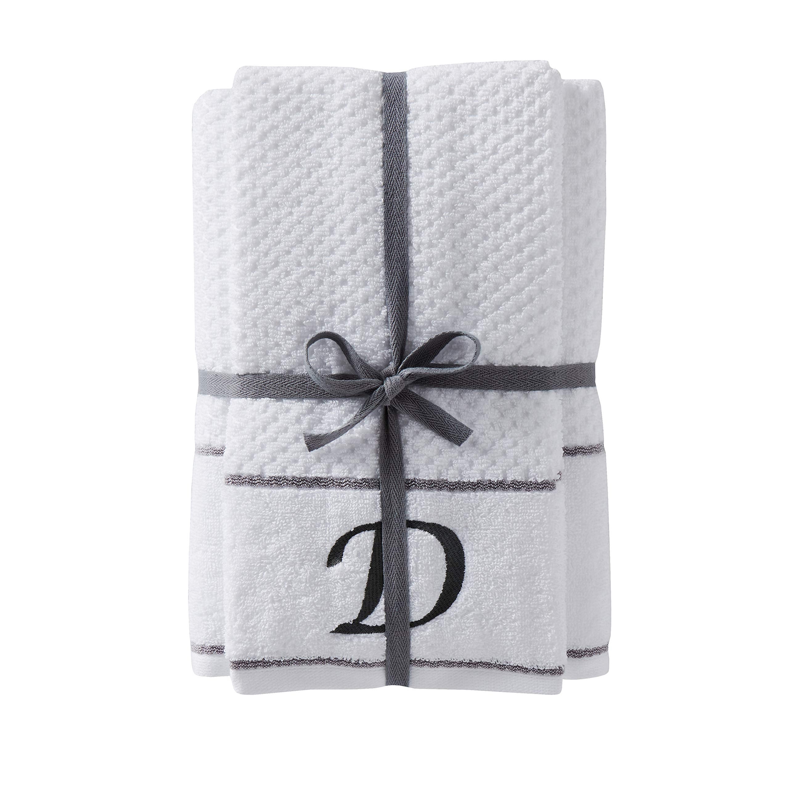 Skl Home By Saturday Knight Ltd. Monogram ''D'' Bath And Hand Towel Set, White, 4-Pack