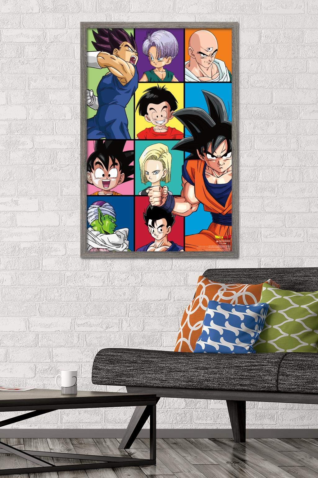 Trends International Dragon Ball Z - Grid Wall Poster, 22.375'' X 34'', Barnwood Framed Version
