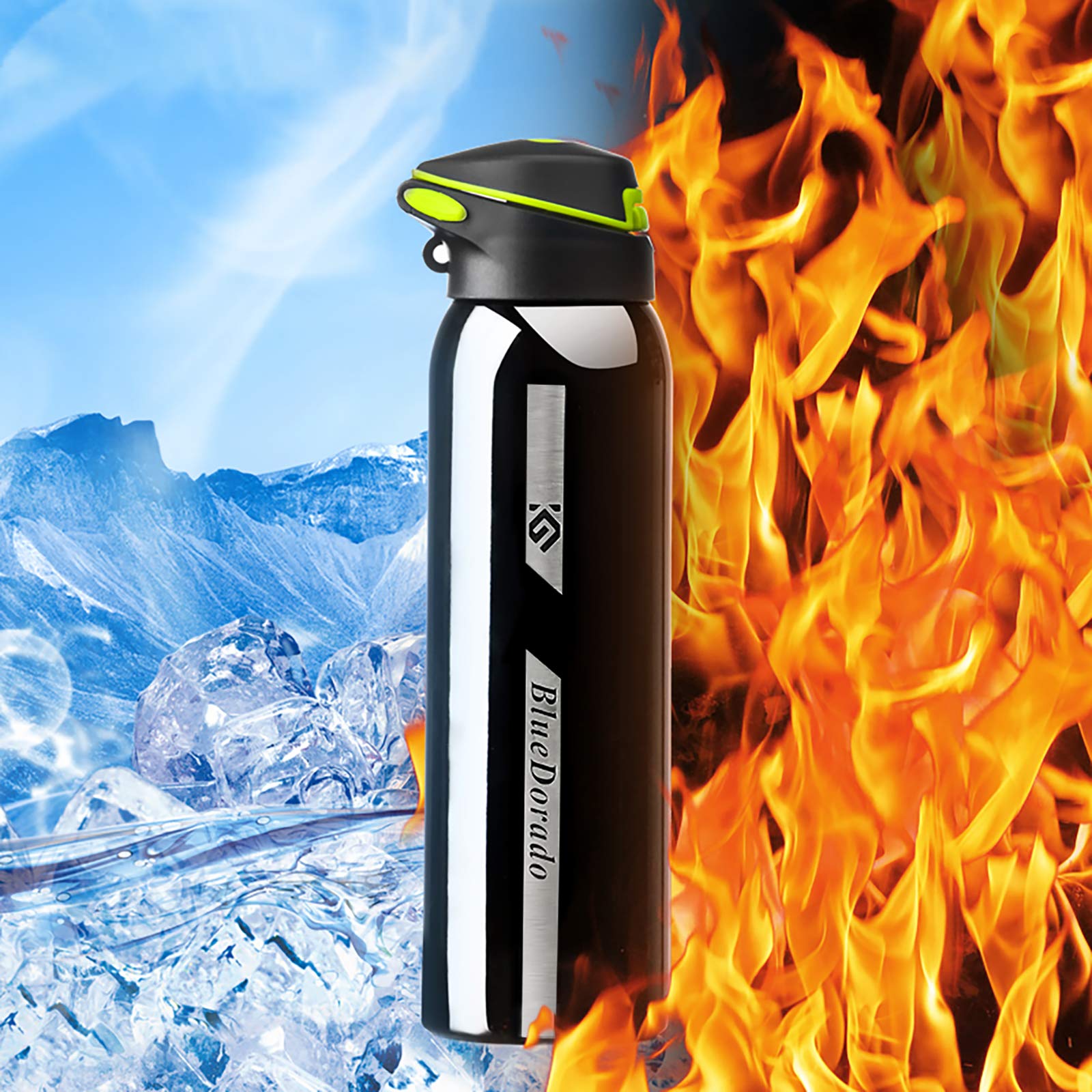 Bluedorado Bicycle Water Bottle, Vacuum Stainless Steel Cycling Water Bottle, Modern Double Walled Simple Thermo Mug, Insulated