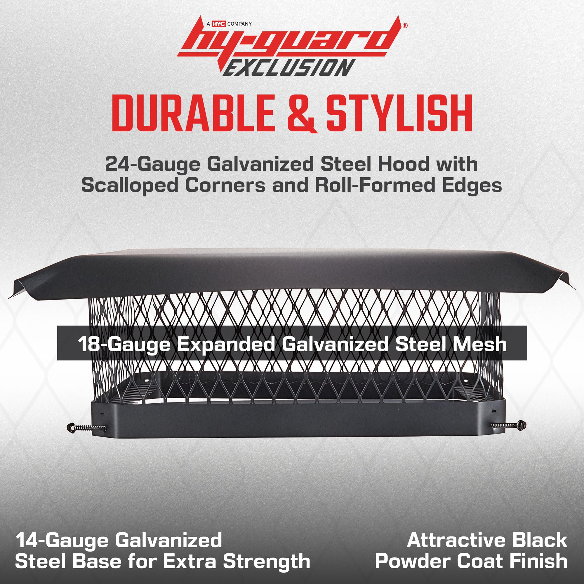 Hy-Guard Galvanized Steel Chimney Cover - Black, Single Bolt-On Chimney Flue Cover With Hood Plate, Fits On Existing Flue Tiles