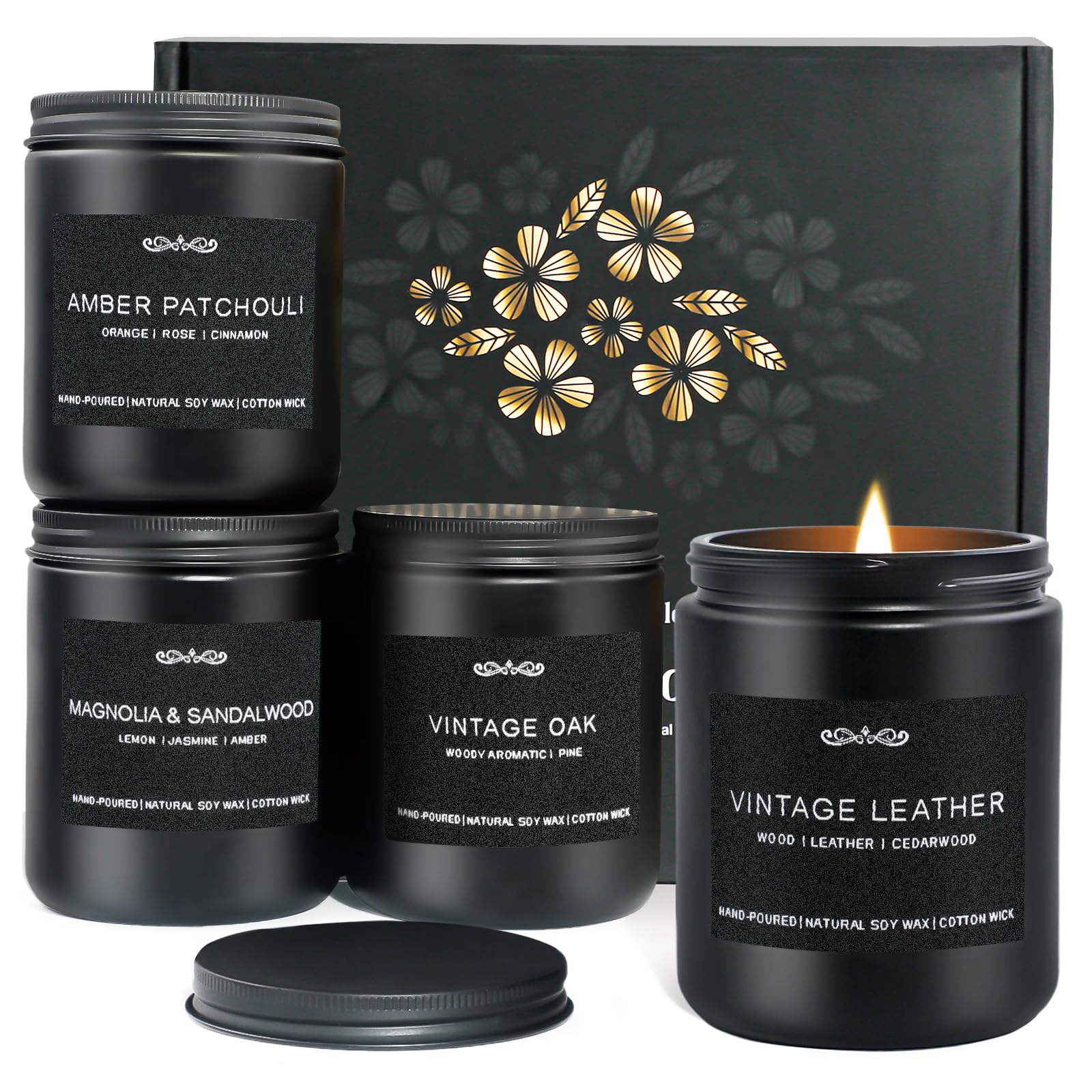 Scented Candles Gifts Set, Men Candle Set for Home Scented, 4 Pack Candles for Men, Valentines Day Gifts for Him, Birthday Gifts