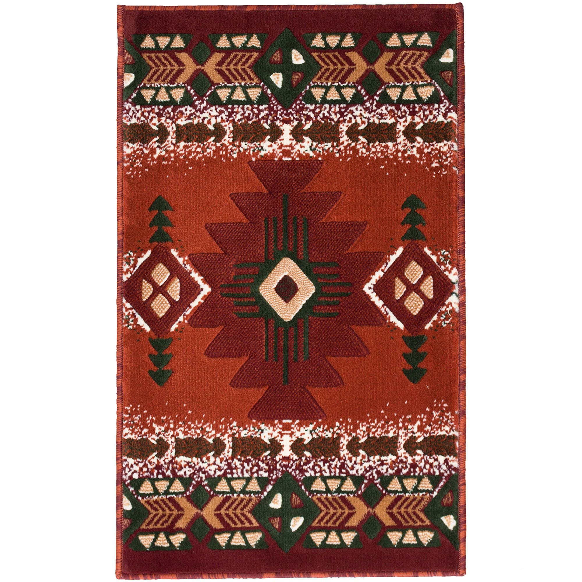 YHSF South West Native American Area Rug C318 (Rust, 2 Feet x 3 Feet 4 Inches)