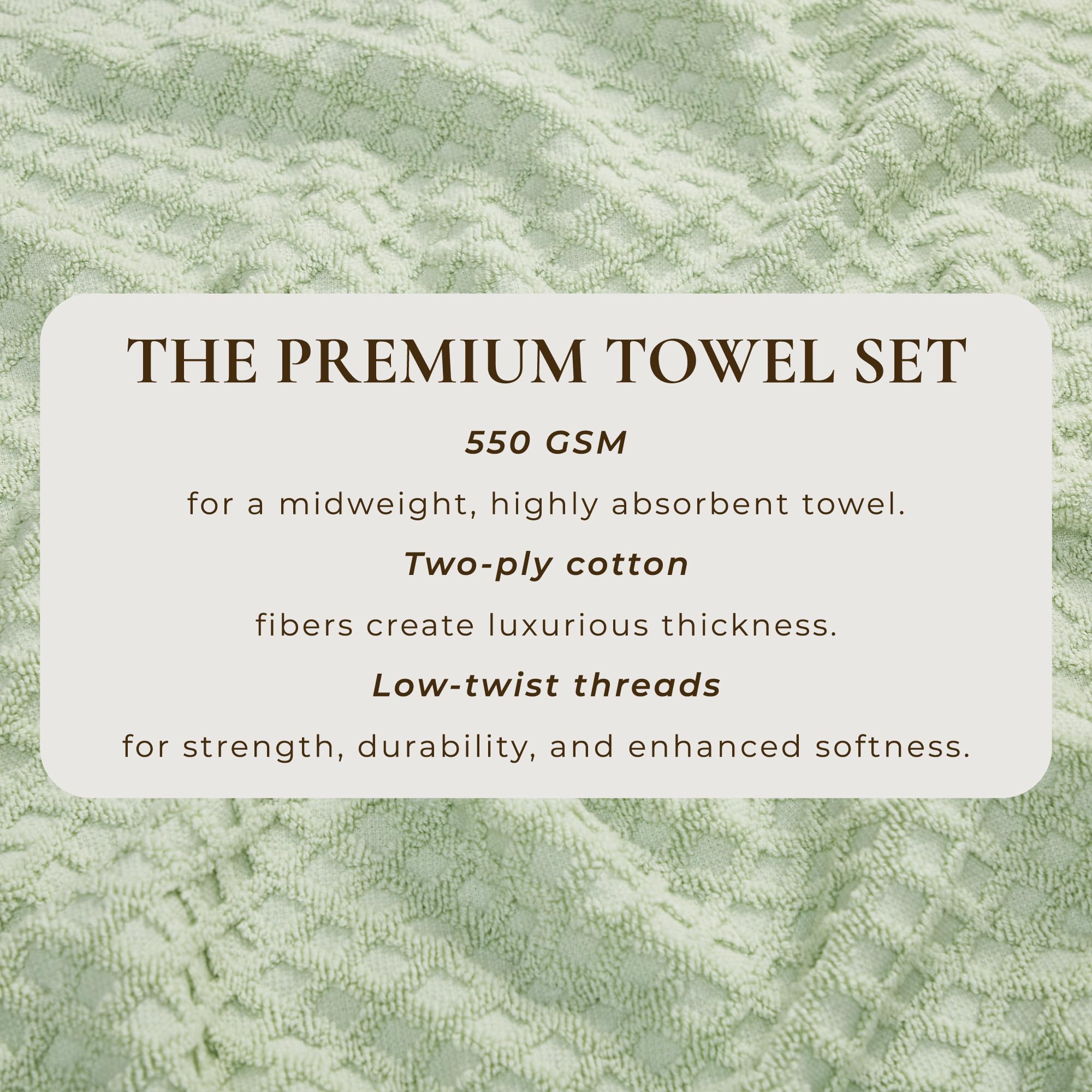 Great Bay Home 100% Cotton Green Bath Towel Set | 4 Soft Bath Towels (30 x 52 inches) | Highly Absorbent  Quick Dry Bath Towels | Grayson Collection (Set of 4  Diamond Pale Green)