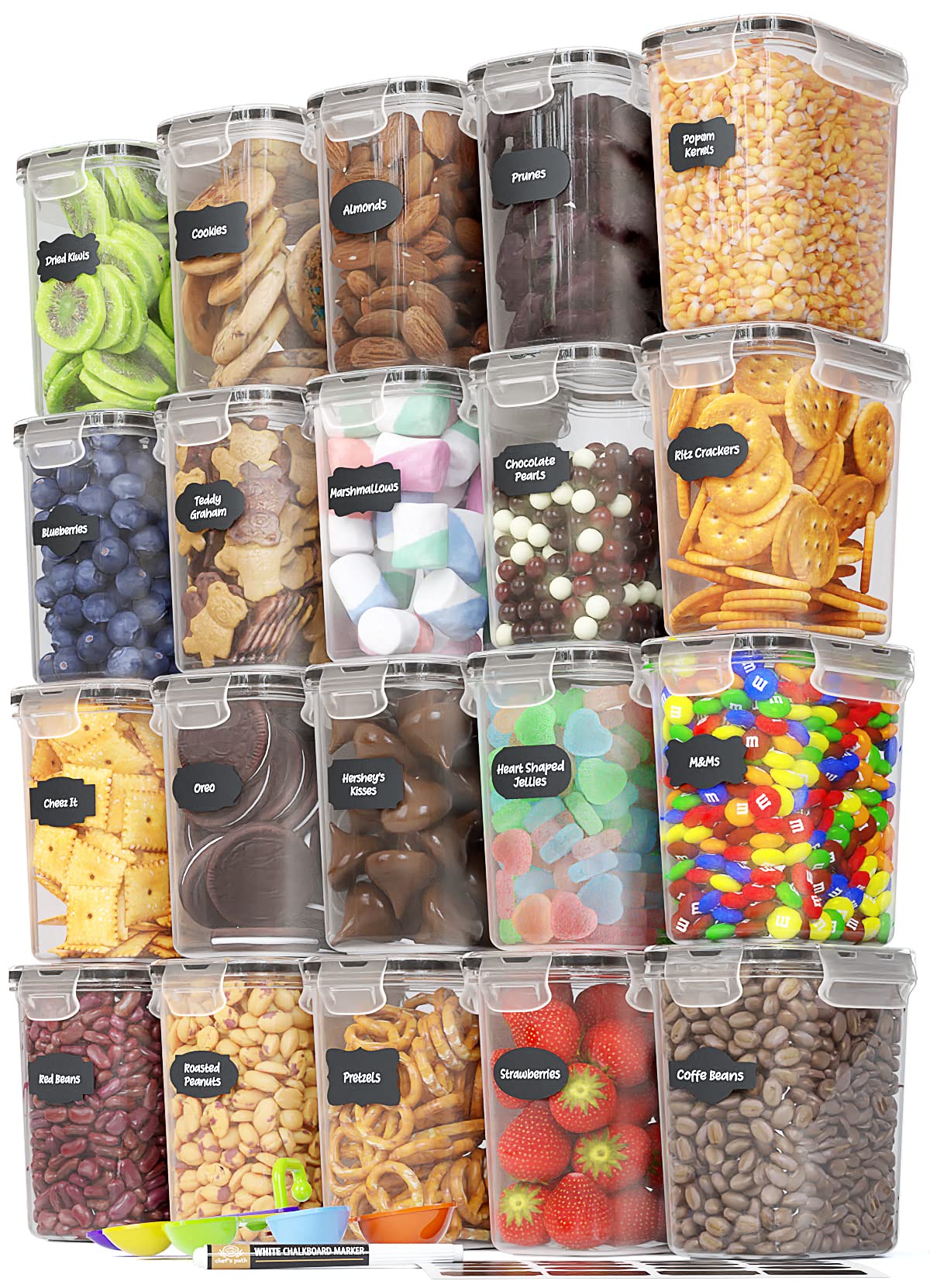 Airtight Food Storage Containers with Lids for Kitchen & Pantry Organization - Set of 12/2L Each - Must Haves for Flour, Sugar &