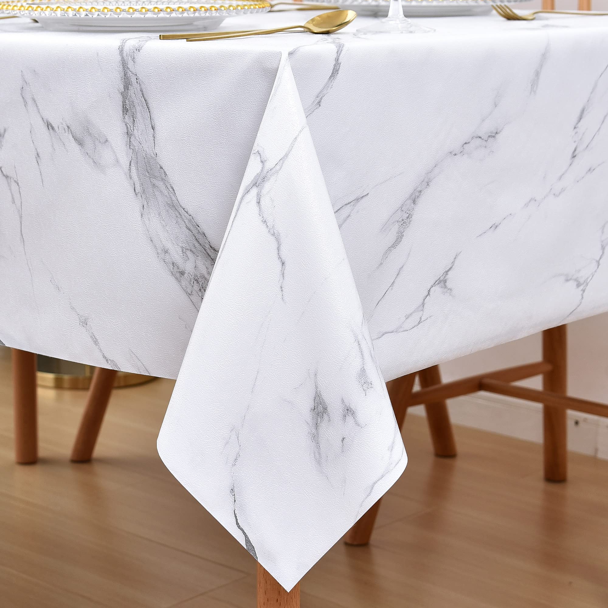 Lohascasa Vinyl Tablecloth For Rectangle Tables, Waterproof Pvc Plastic Table Cloth Covers, Oilcloth Wipeable Tablecloths For 9F