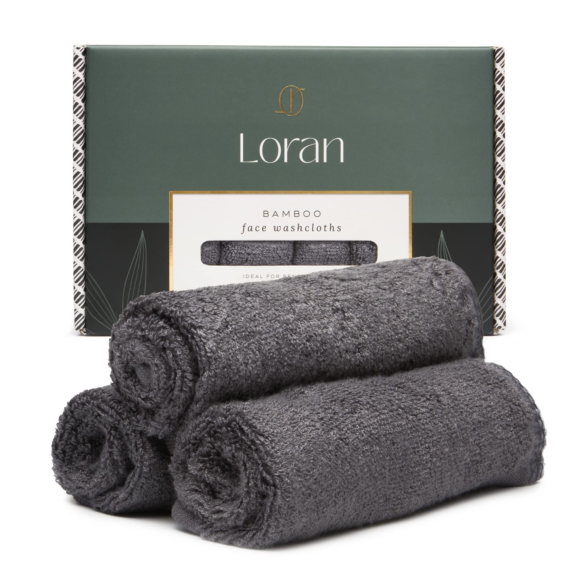 Charcoal Grey Washcloths Set of 6 Soft Facial Cloths 10    x 10    100% Viscose Derived from Bamboo Spa-Like Feel Silky Face Clo