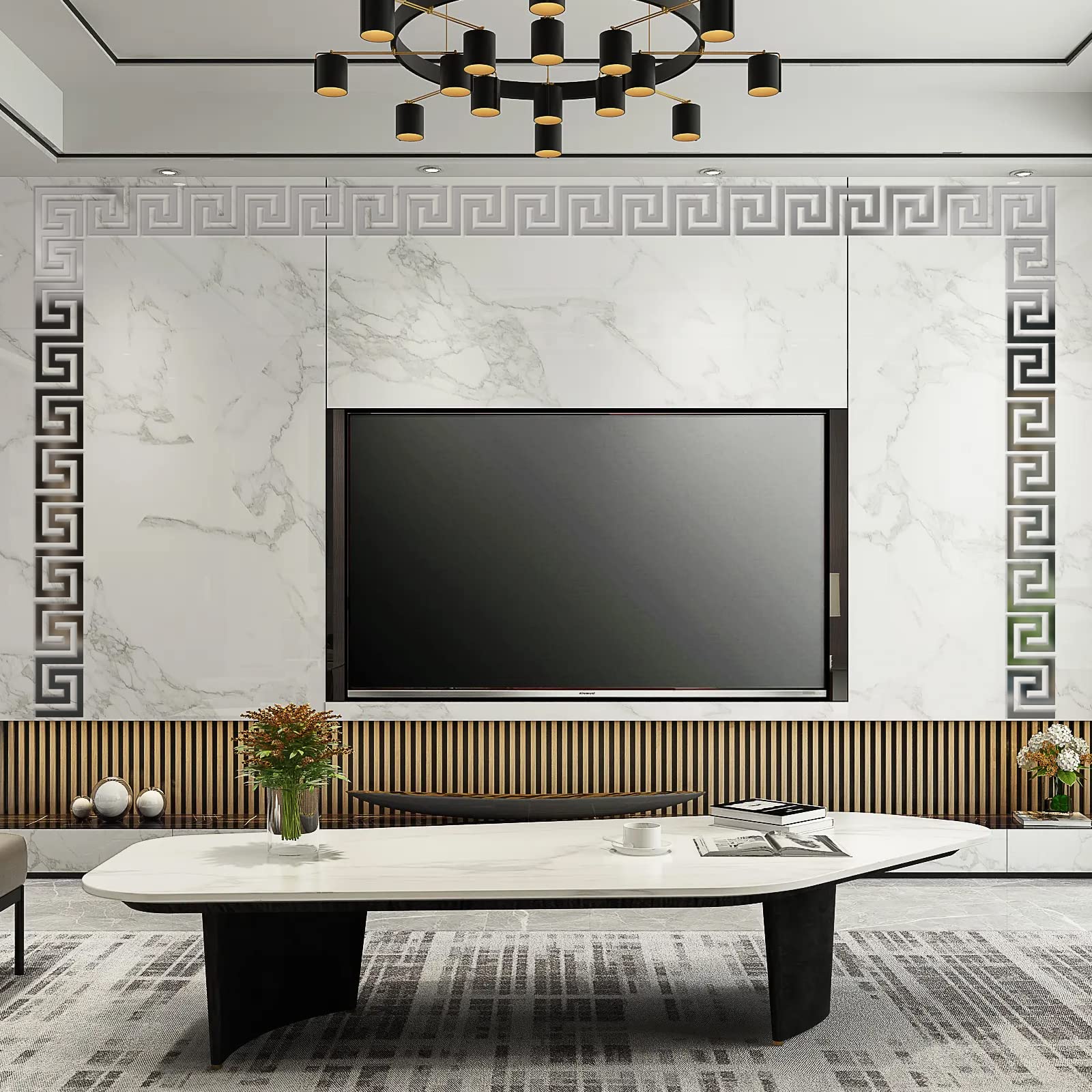QUIETART 50Pcs Silver Wall Stickers Bathroom Decor for Mirror Frame Peel and Stick DIY Home Decor Removable Wallpaper Adornos Para La Sala Elegantes