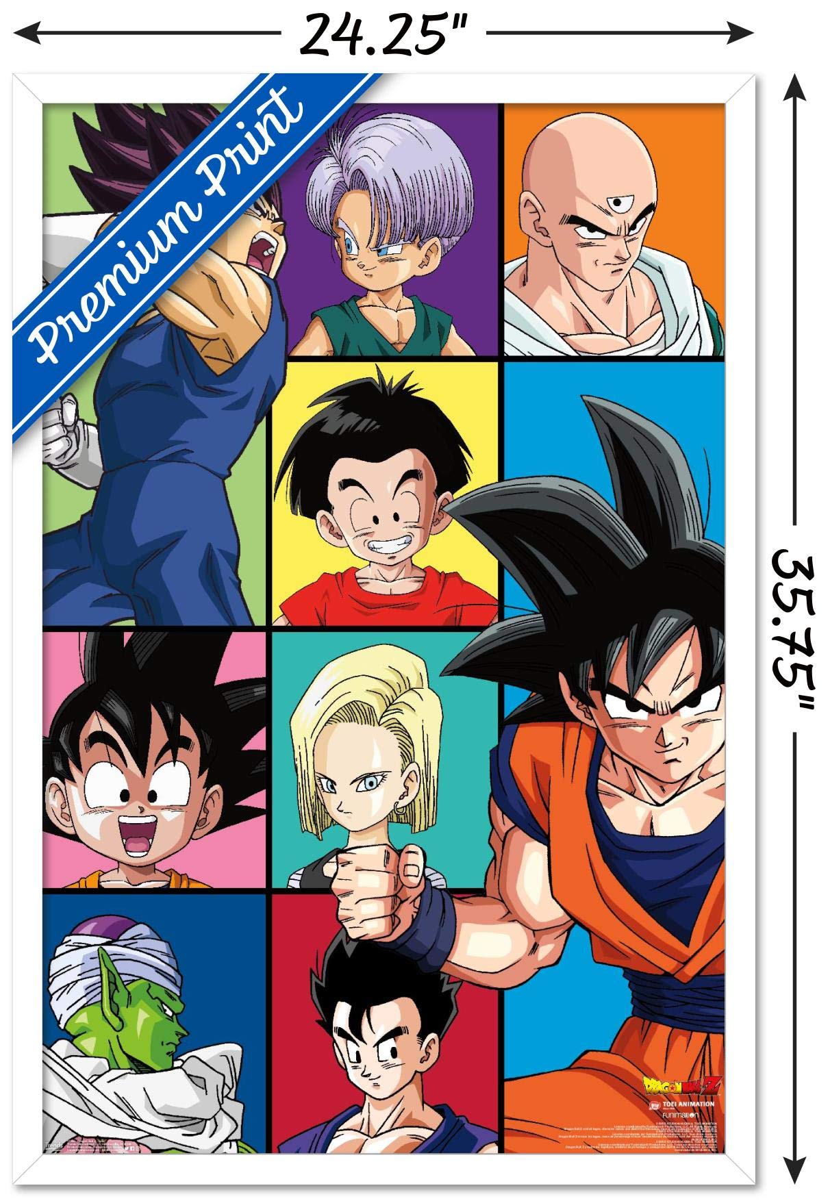 Trends International Dragon Ball Z - Grid Wall Poster, 22.375'' X 34'', White Framed Version