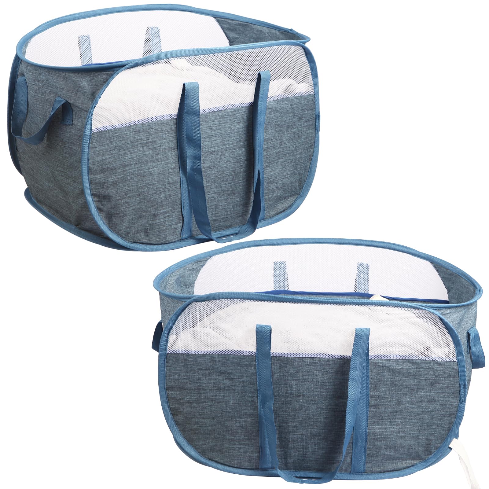 2 Pcs Collapsible Laundry Baskets, Tear Proof Pop Up Laundry Hamper With Dual Handles, Durable Foldable Laundry Basket, Easy To
