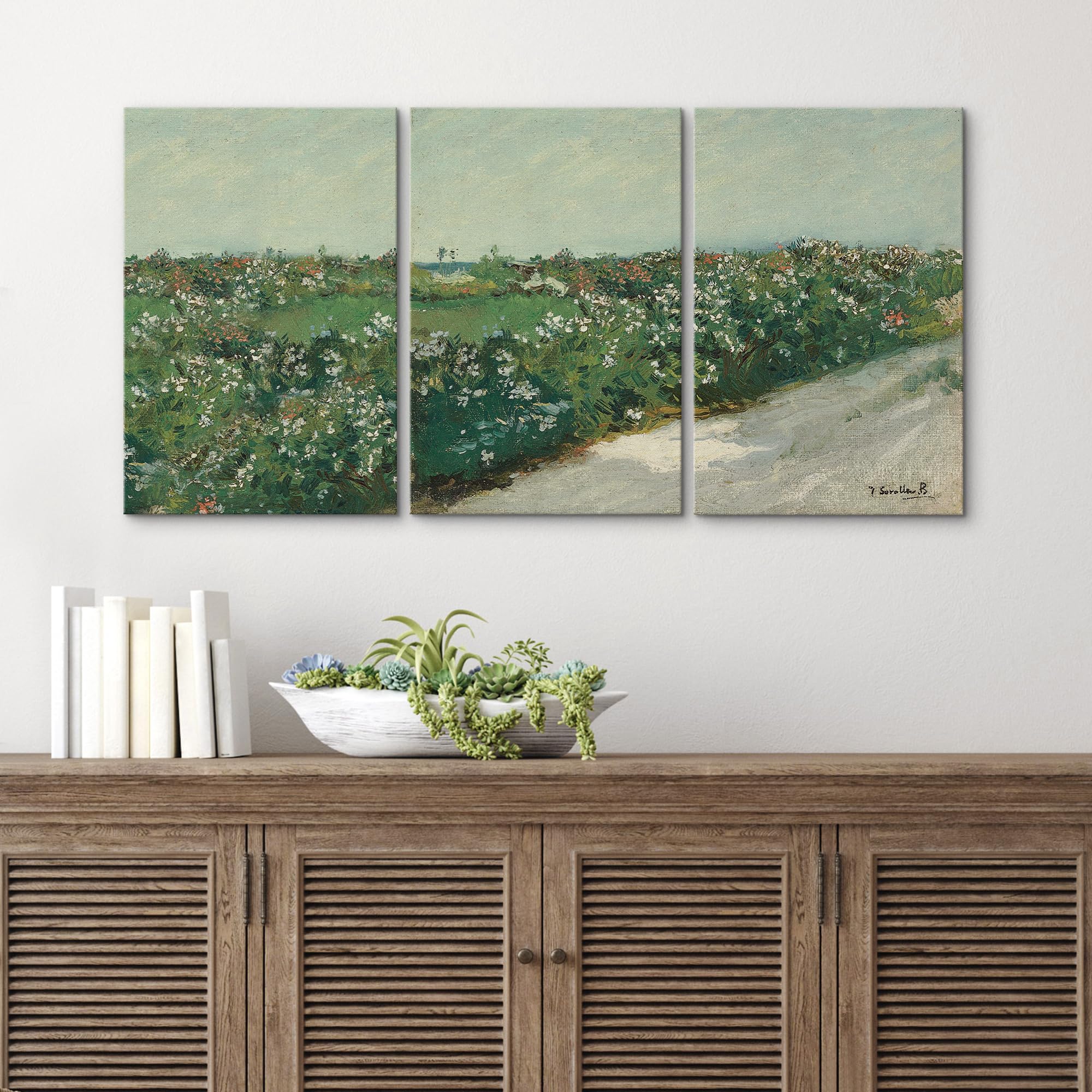Wall26 Canvas Print Wall Art Set Rustic Flower Field Country French Landscape Nature Wilderness Illustrations Modern Art Decorat