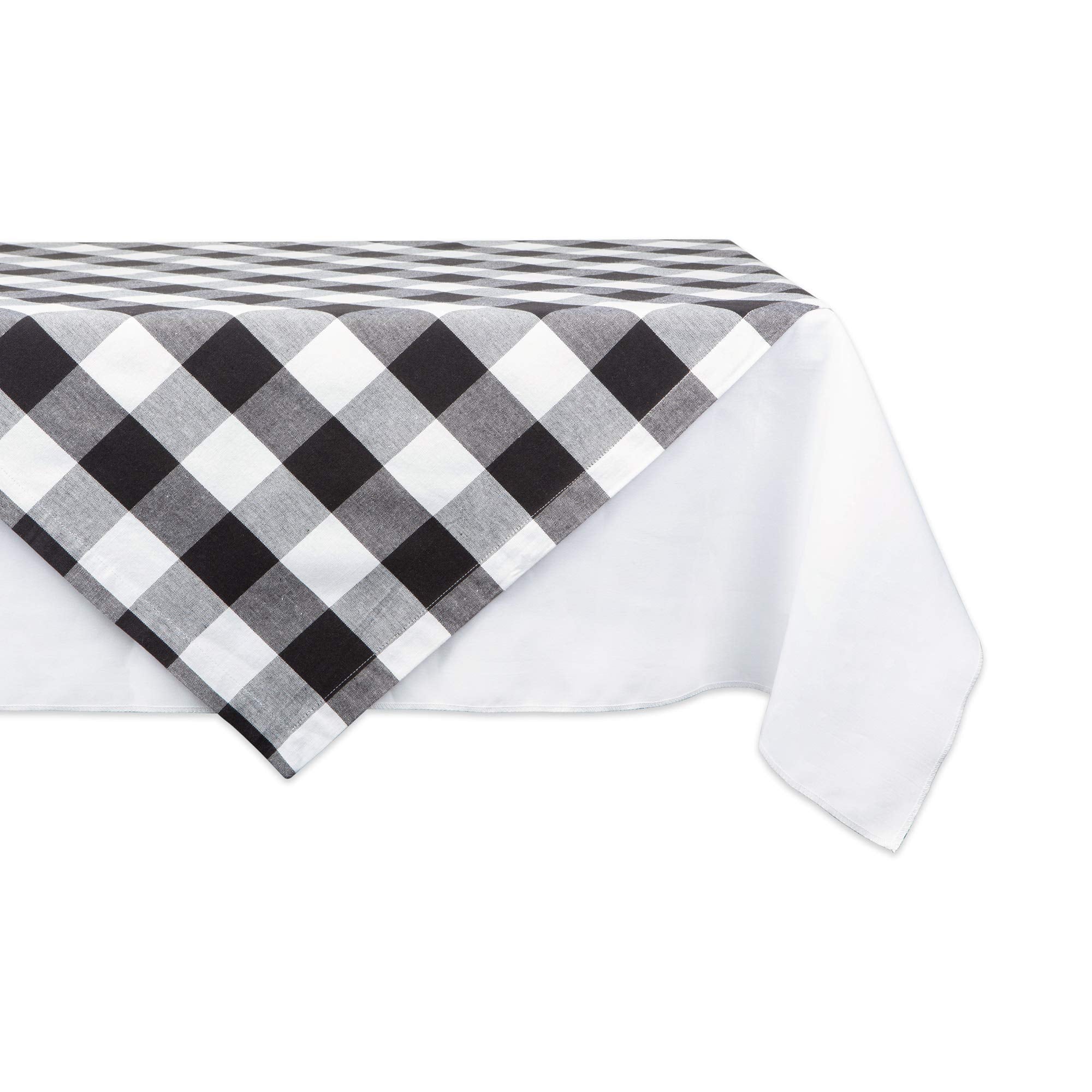 Dii Buffalo Check Collection, Classic Farmhouse Tablecloth, Table Topper, 40X40, Black & White