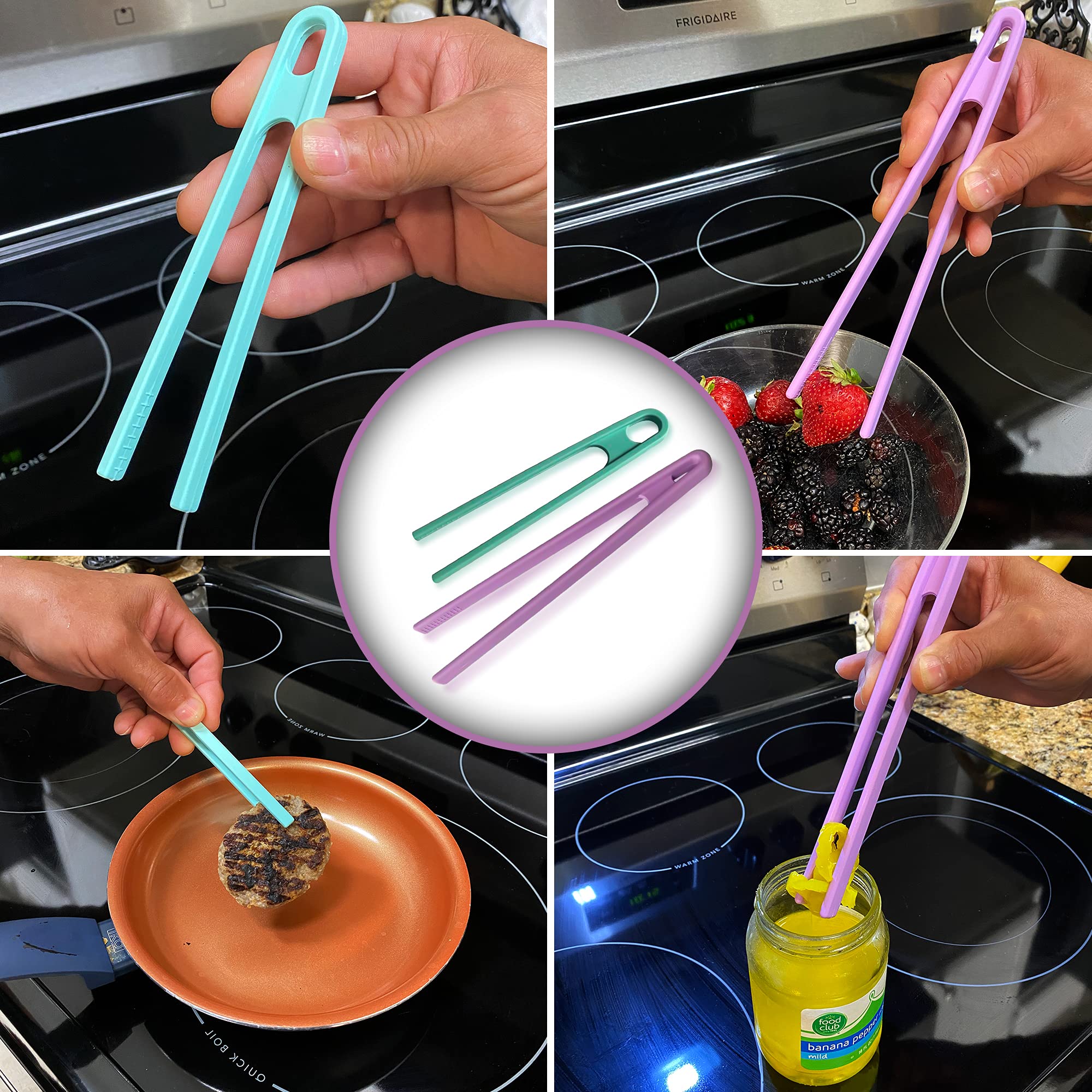 Toaster Tongs - (Set Of Two) Silicone Tongs For Cooking - Toast Tongs - Salad Tongs - Cooing Tongs - Rubber Tongs - Plastic Tong