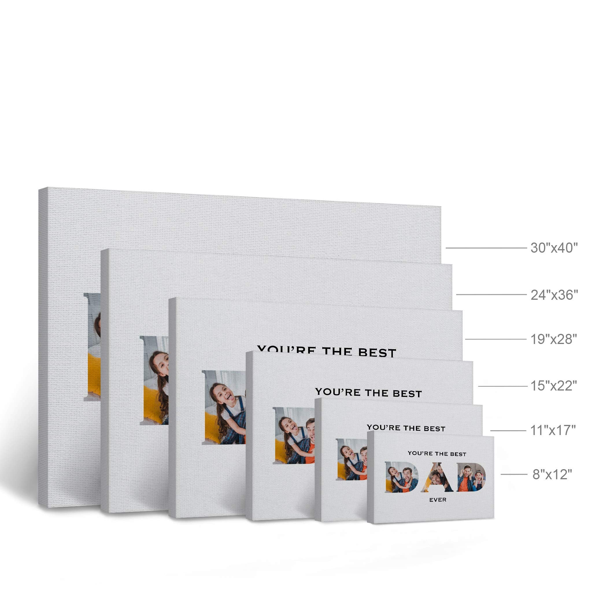 Smile Art Design Custom Photo Print Canvas Print with Your Photos Personalized Photo Upload 3 Images Collage Picture Dad Lettering Frame Personalized Gifts for Dads 8x12 inches