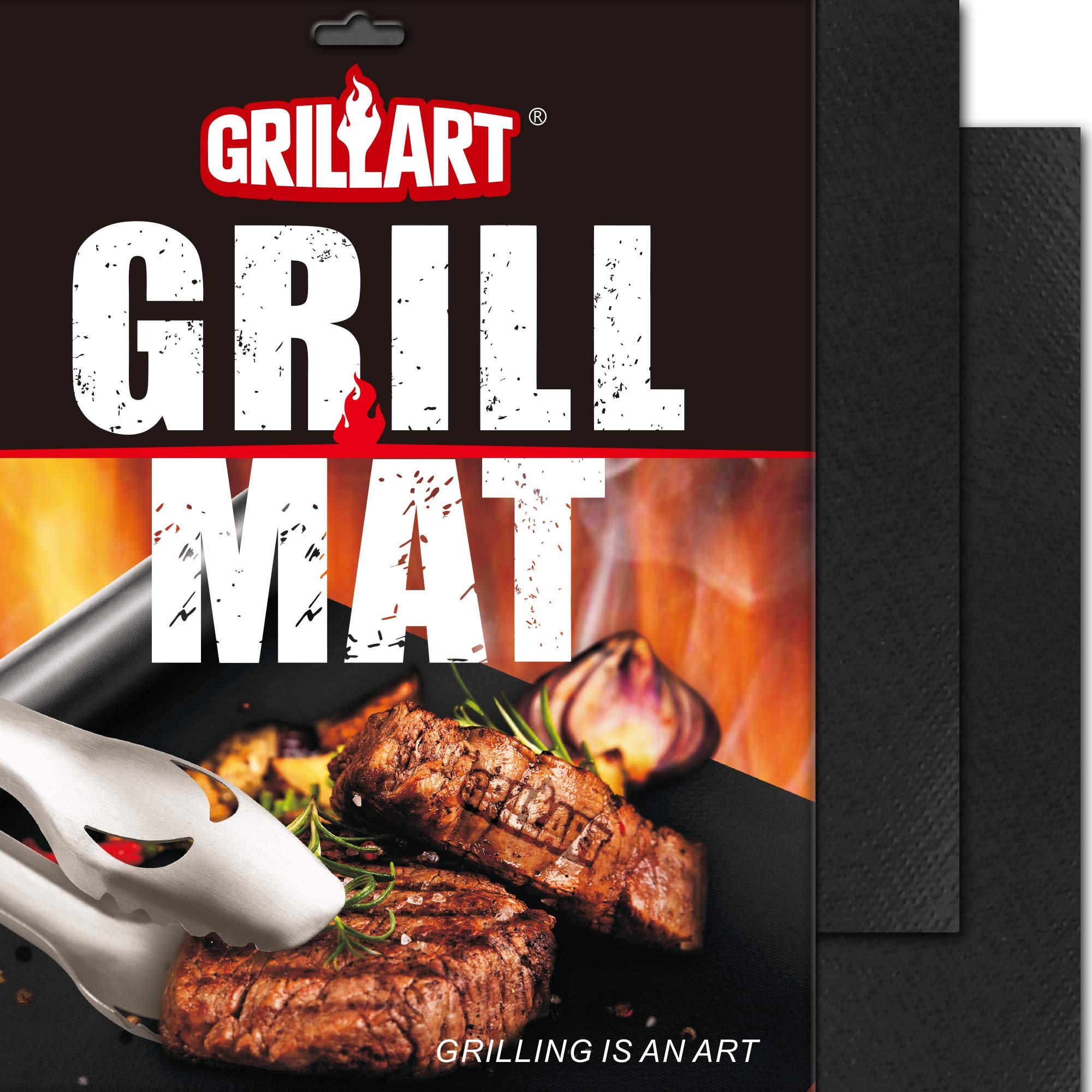 Grillart Bbq Grill Mats For Outdoor Grill - Nonstick 600 Degree Heavy Duty Grilling Mat (Set Of 2) - Reusable Bbq Grill Accessor