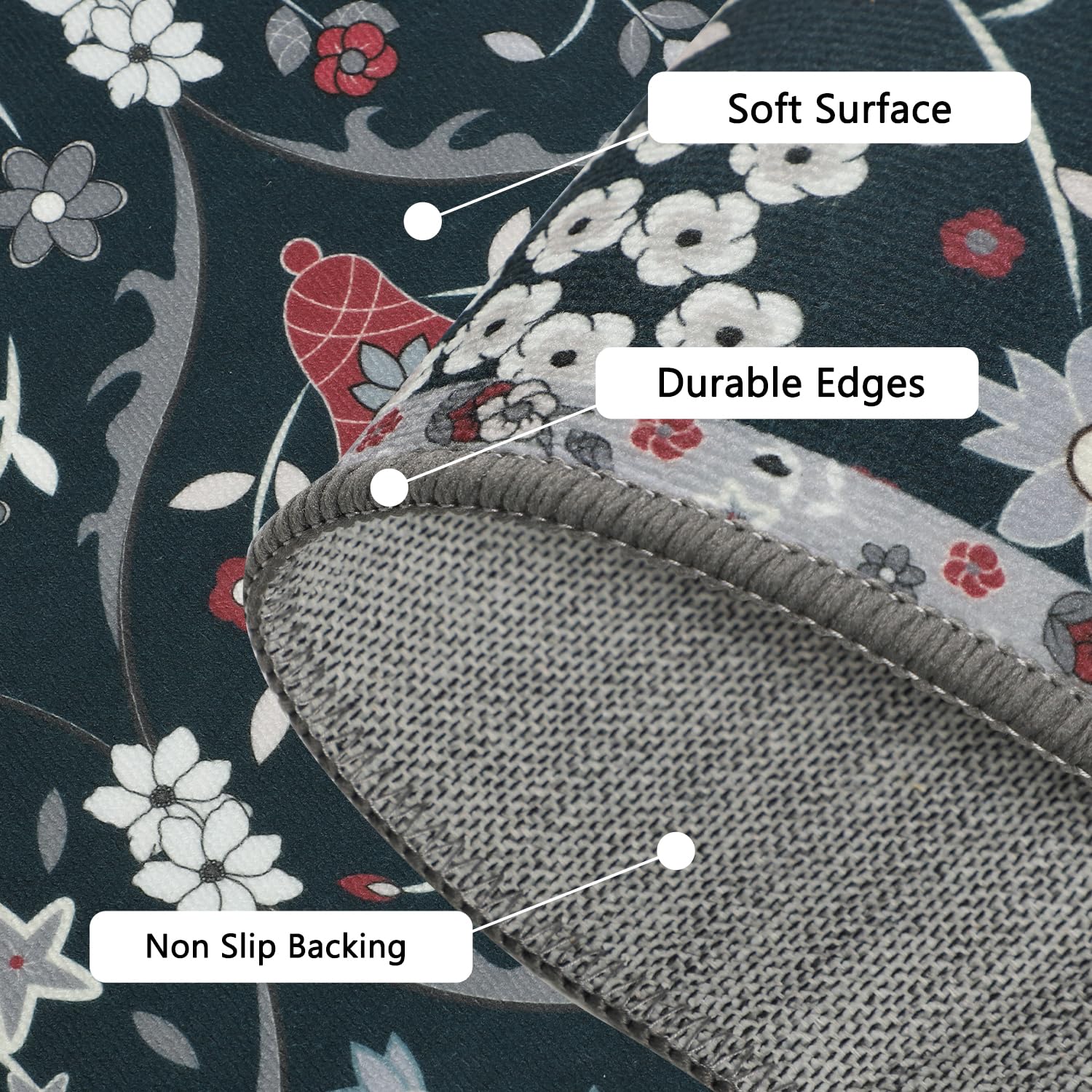 Falflor Moroccan Trellis Kitchen Rug Sets Of 3 Non Slip Kitchen Rug Sets Floral Pattern Floor Mats For Kitchen Low Pile Kitchen