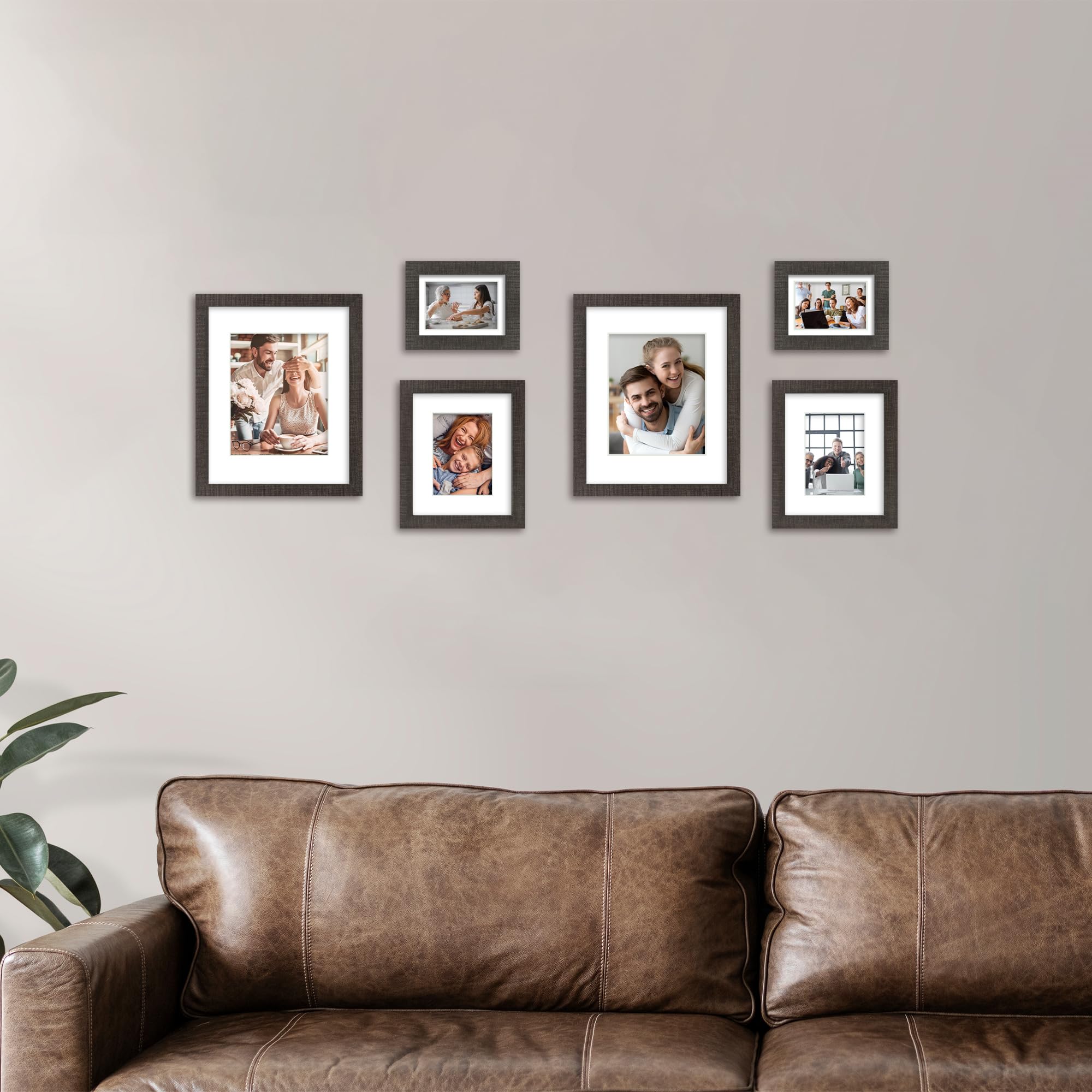 iRahmen 8x10 Picture Frame Set of 2 with HD Glass, Display Pictures 5x7 with Mat or 8 x 10 Without Mat, Rustic Style Wood Photo