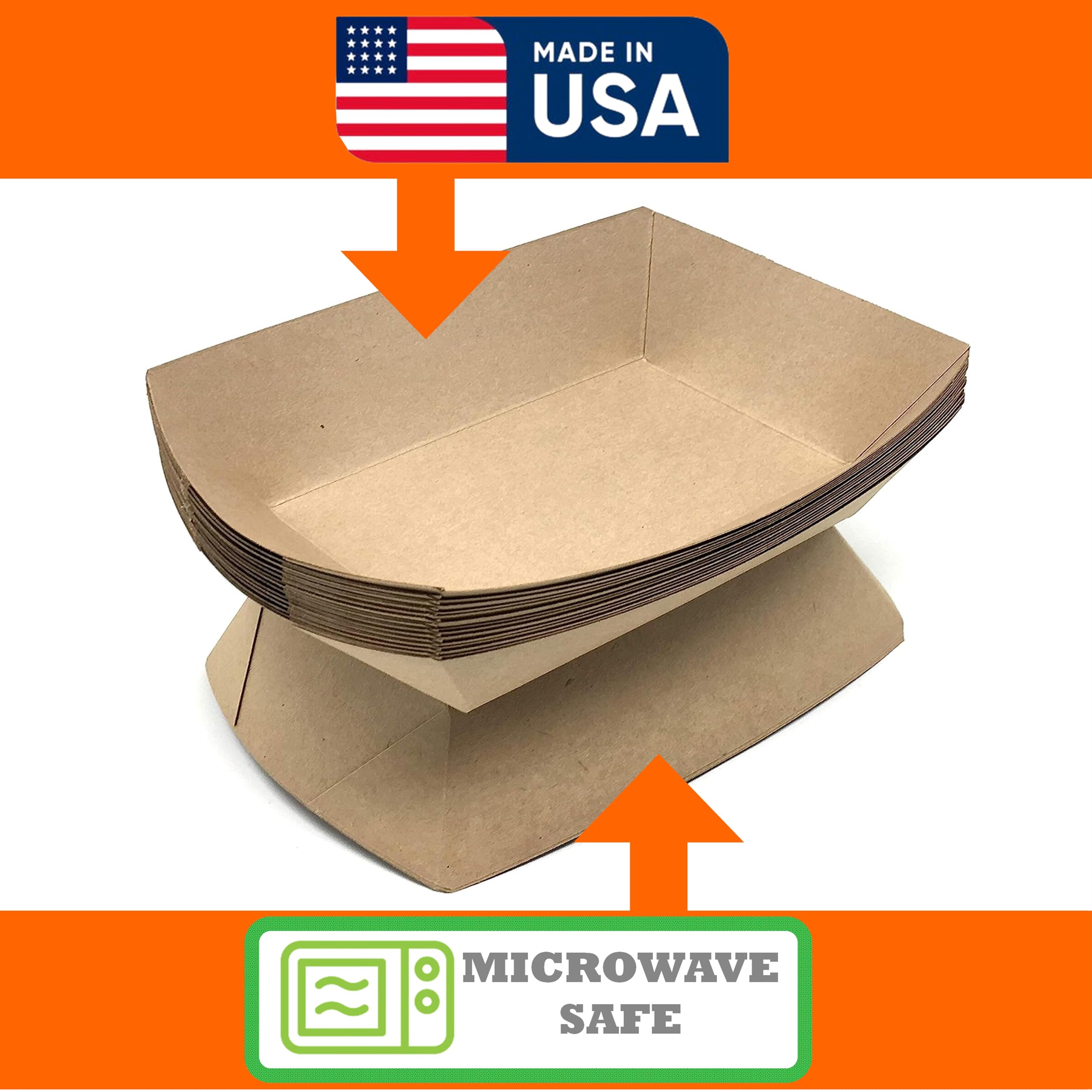 Mr Miracle Kraft Paper Food Tray. 1/2 LB. (100 Pack). Disposable  Recyclable and Fully Biodegradable. Small Concession Food Boats  Made in USA