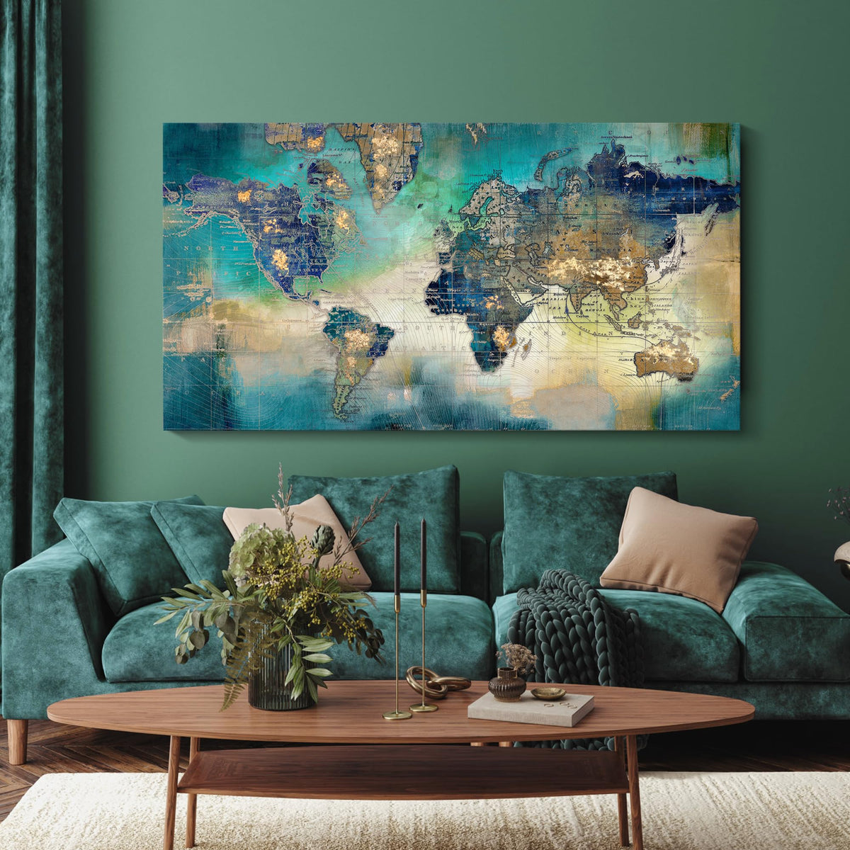 Large World Map Canvas Prints Wall Art For Living Room Office ''24X48 ...