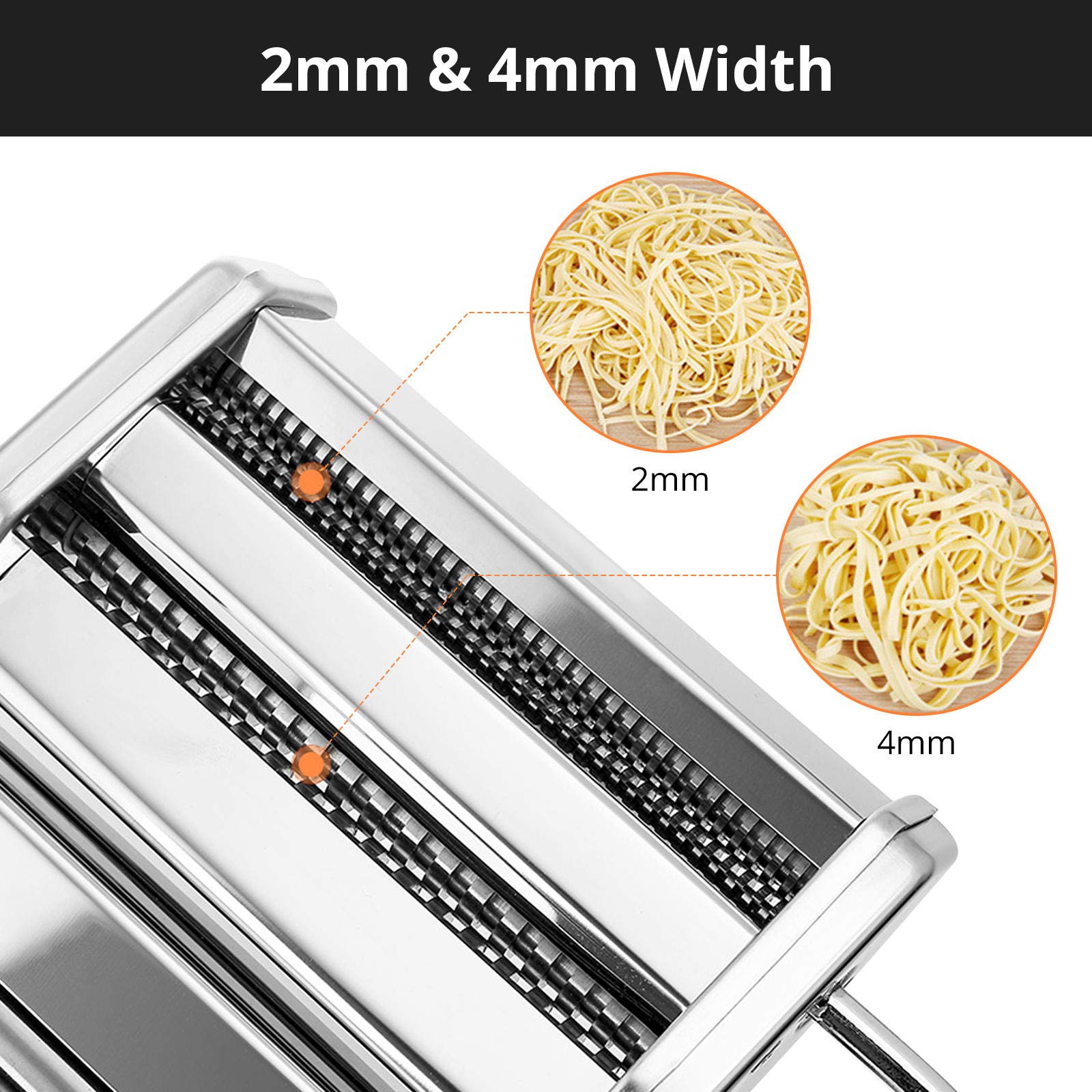 Pasta Maker, Metluck Stainless Steel Pasta Machine Manual Roller Pasta Maker With 9 Thickness Settings For Spaghetti Linguine Fe