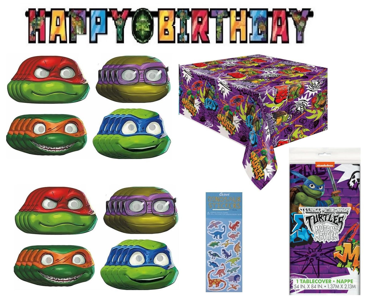 Teenage Mutant Ninja Turtles Tmnt Birthday Party Supplies Decoration Bundle Includes 1 Table Cover, Happy Birthday Banner Decora