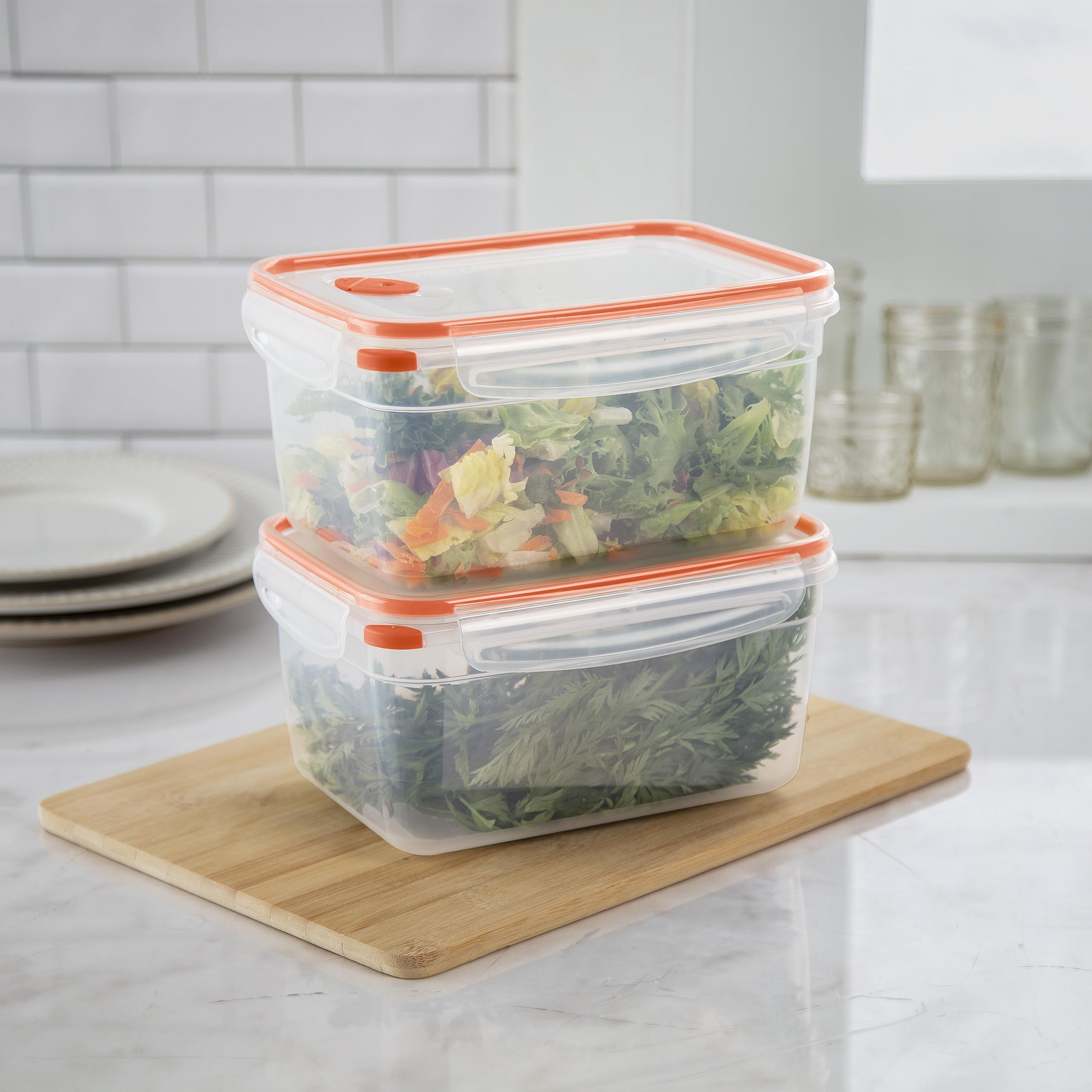 Sterilite Ultra-Seal 12 Cup Rectangle, Airtight Food Storage Container, Latching Lid, Microwave And Dishwasher Safe, Clear With