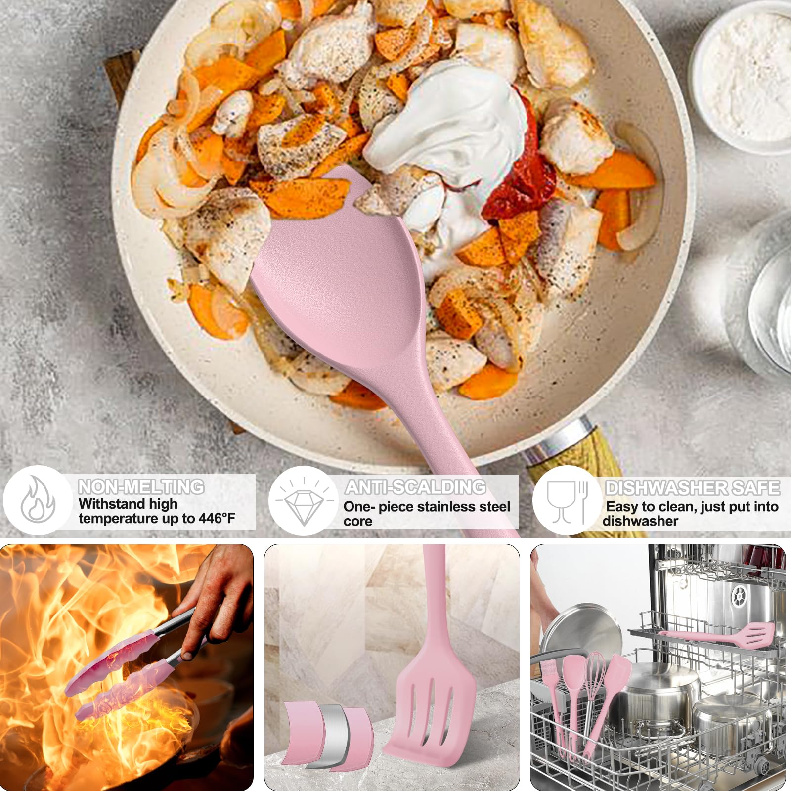 Umite Chef 22Pcs Silicone Cooking Utensils Set, Heat Resistant Silicone Kitchen Spatulas Set With Holder, Cooking Gadgets Tools