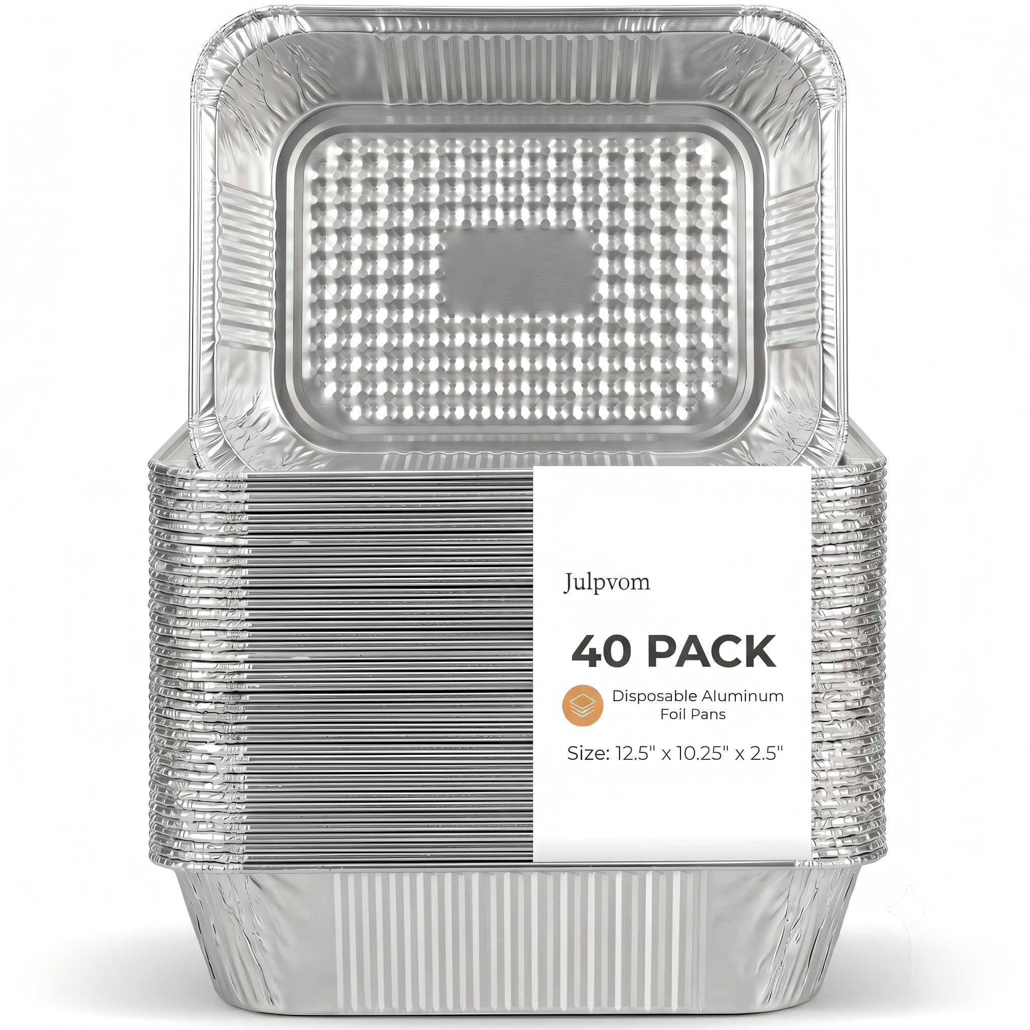 Julpvom 40 Pack 9x13 HeavyDuty Aluminum Foil Pans, Half Size Disposable