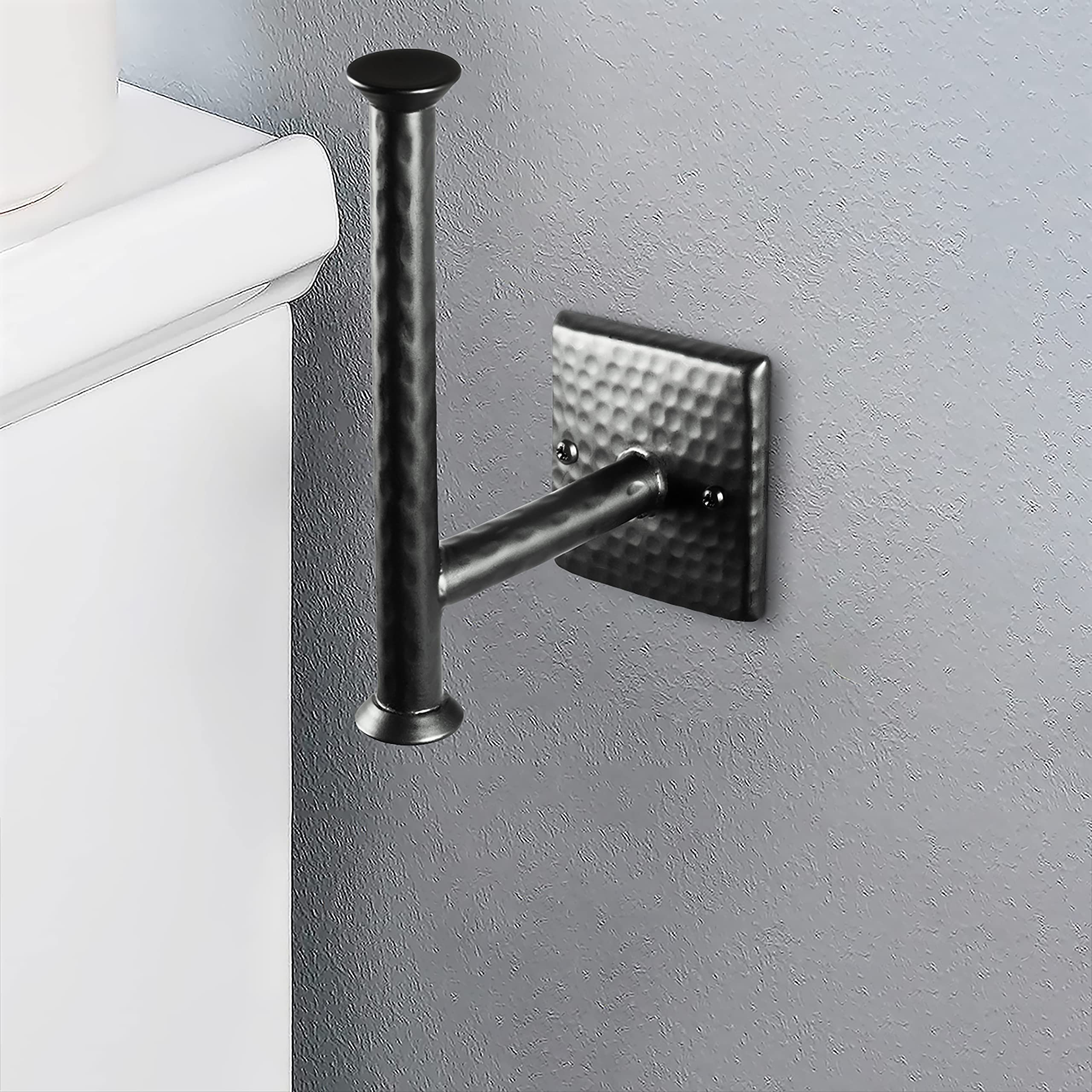 Monarch Abode 19133 Hand Hammered Metal Toilet Paper Holder and Dispenser for Bathroom Hardware and Storage  Holds  Dispenses  Mounting Hardware Included  Matte Black
