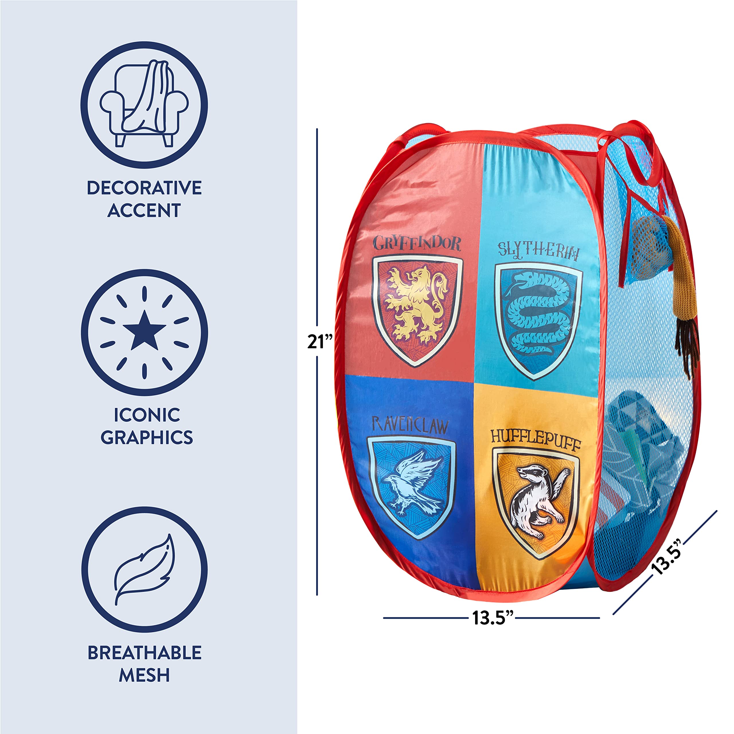 Idea Nuova Harry Potter Pop Up Hamper With Durable Carry Handles, 21'' H X 13.5'' W X 13.5'' L