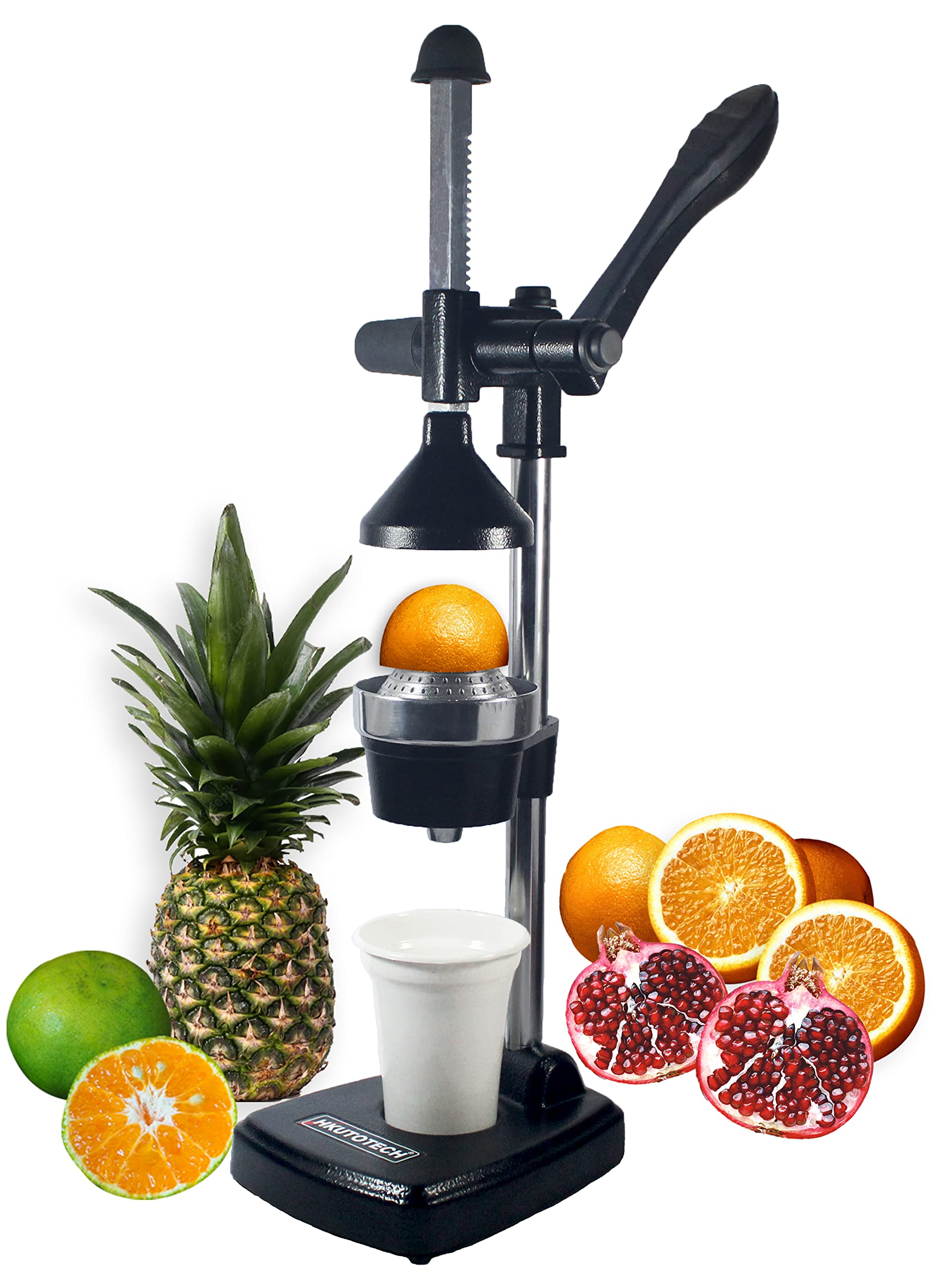 Hkutotech Aluminium Hand Press Citrus Fruit Juicer, Cold Press Juicer, Manual Hand Press Juicer And Squeezer For Fruits And Vege